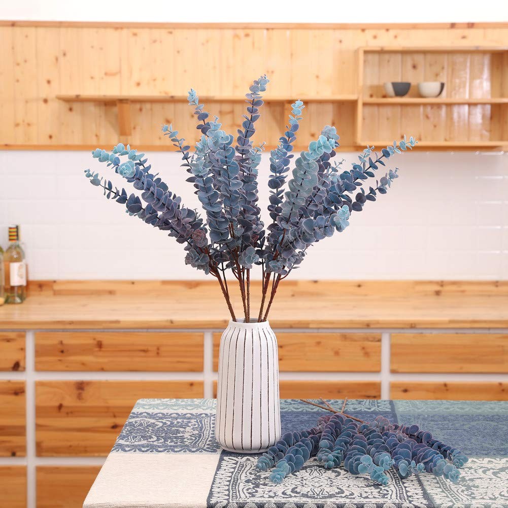 3 Pcs Soft Touch Artificial Eucalyptus Leaves Spray 31.5″ Fake Silver Dollar …