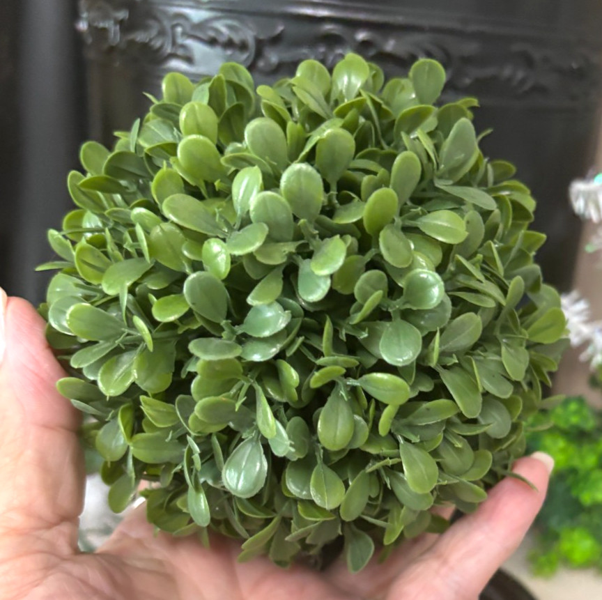 4.5″ Green FAUX BOXWOOD ORB Ball GREENERY Topiary Decor Plant Plastic