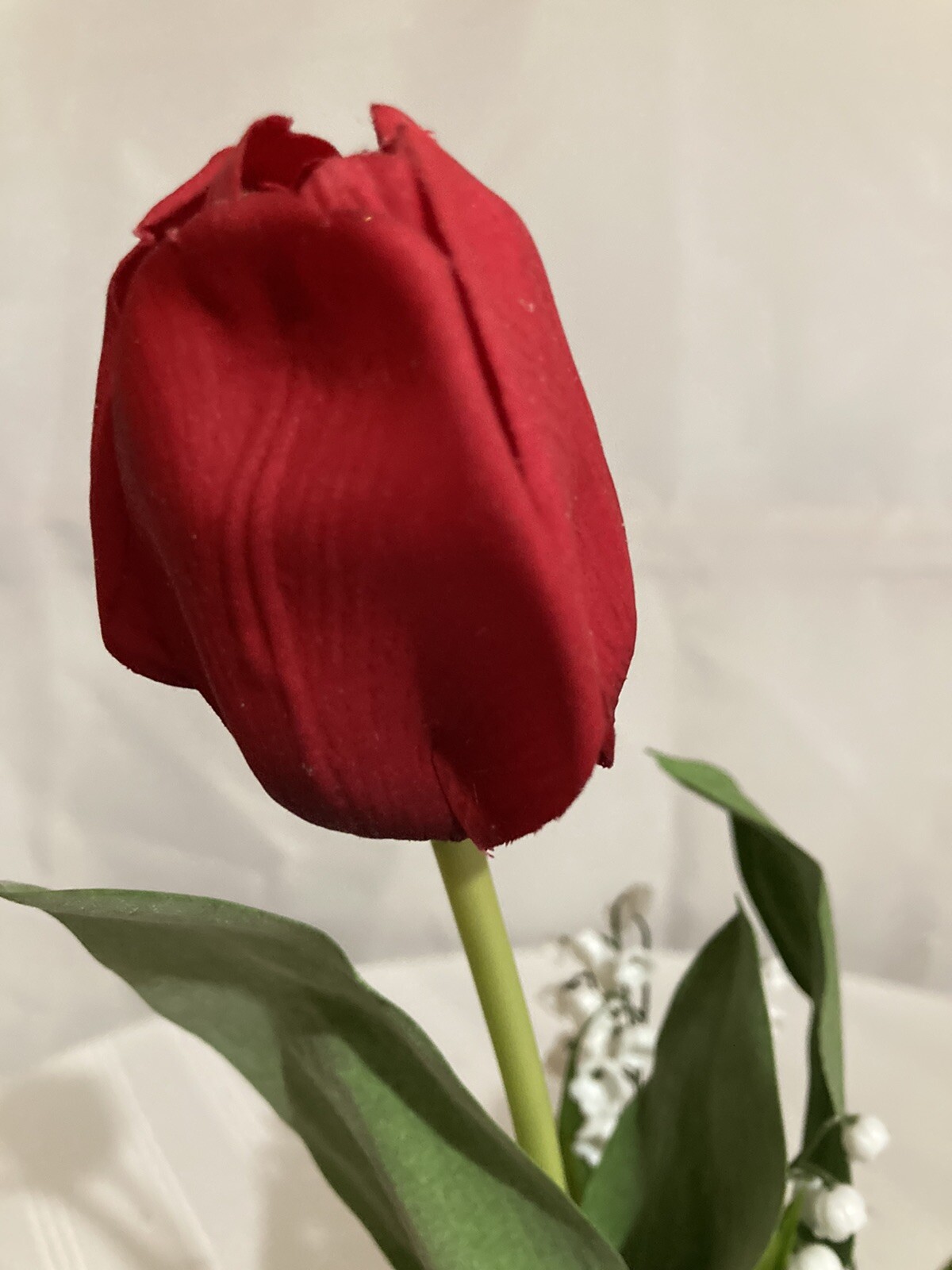 Red Tulips & Lily Of The Valley With Robin’s Nest Arrangement