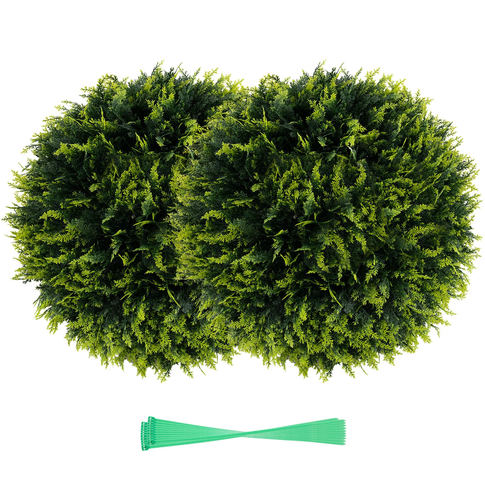 2 PCS 16″ Artificial Cedar Topiary Balls Sun-protective Round Greenery Bushes
