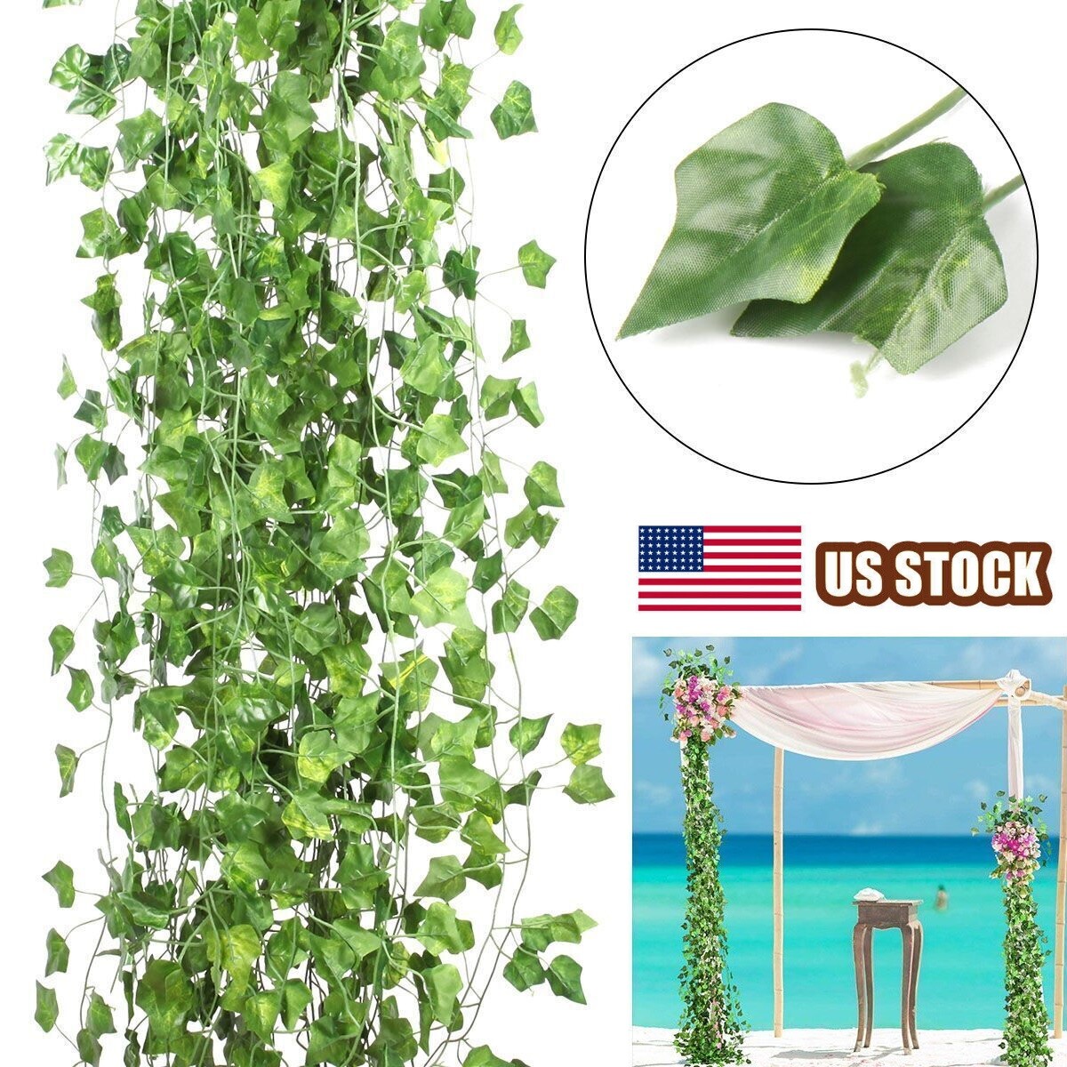 6/12PCS Fake Ivy Leaves Artificial Greenery Vines Plants for Room Decor Garland