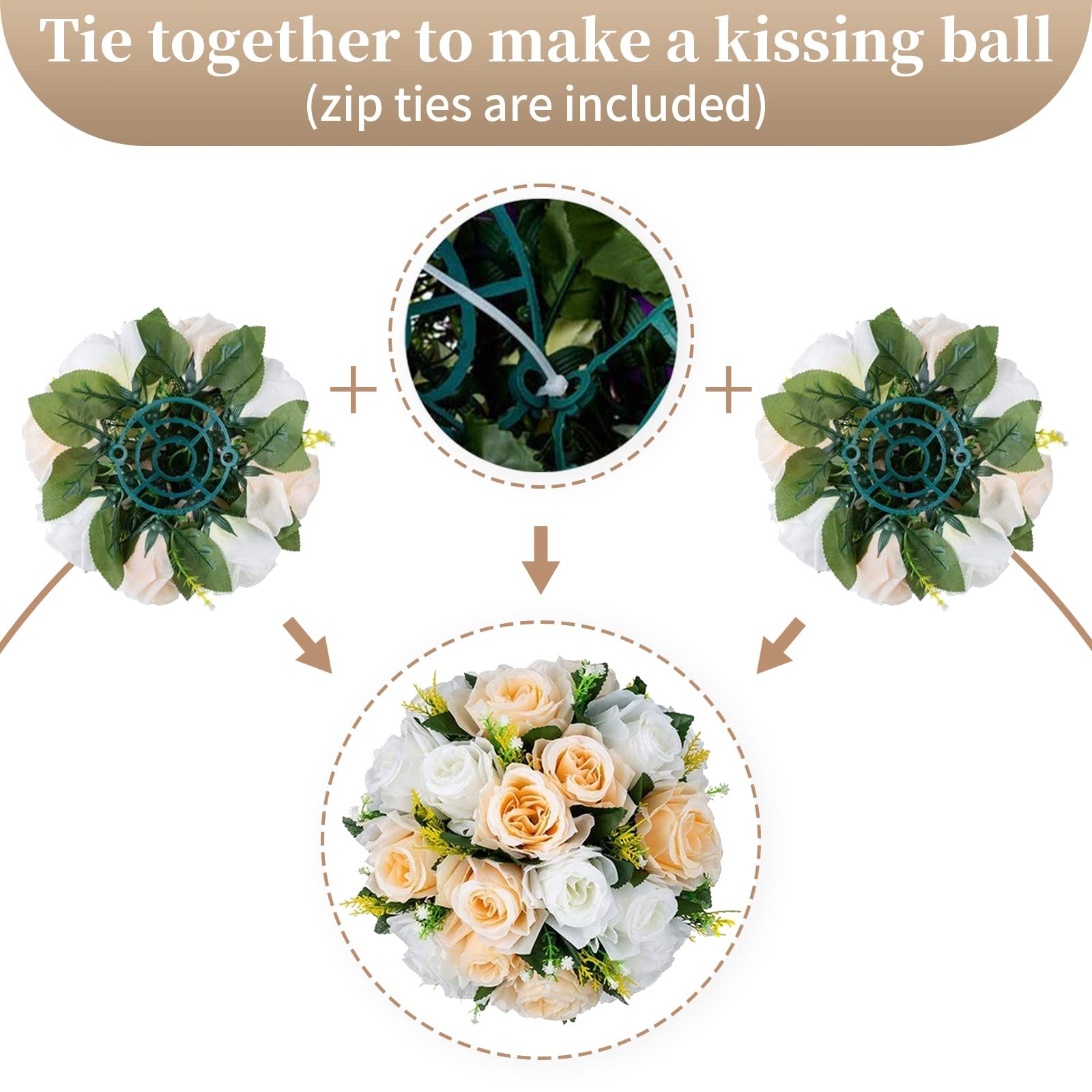 Champagne White Artificial Flower Bouquet 10pcs Lifelike Silk Flowers 25cm