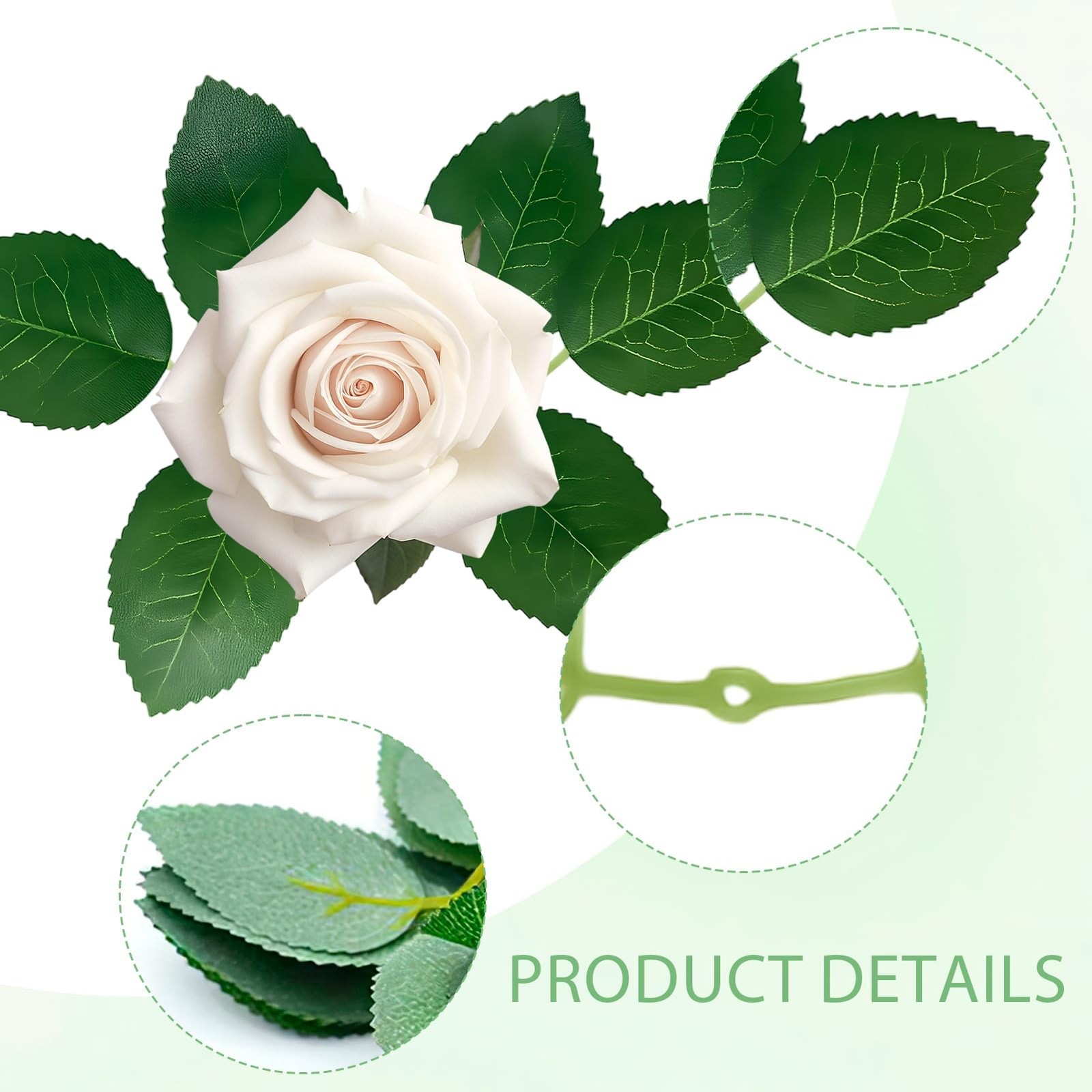 100 PCS Artificial Green Leaves Rose Bulk Fake Greenery Decor DIY Bouquets