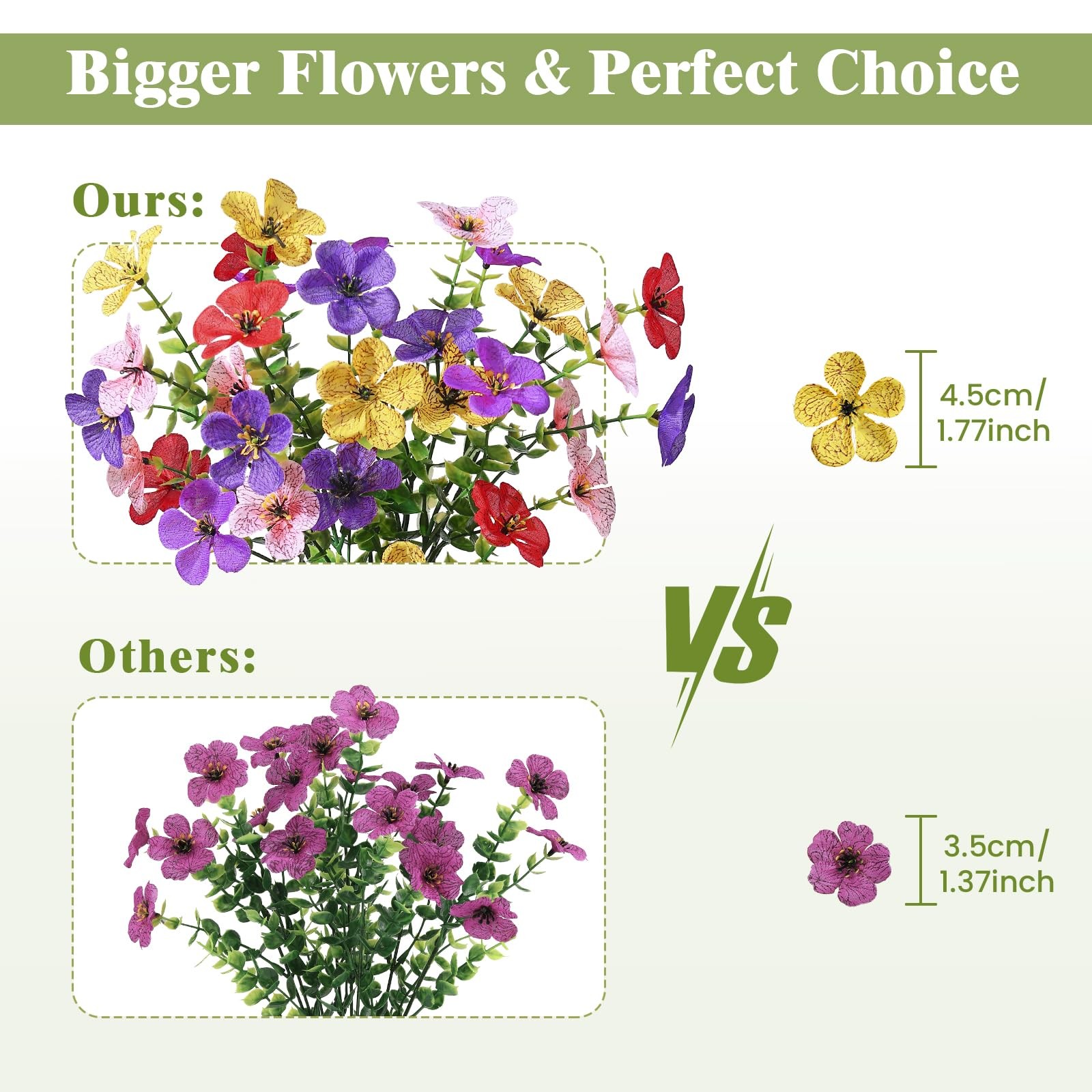 20 Bundles Artificial Flowers for Outdoor Indoor Decoration, UV Resistant No …