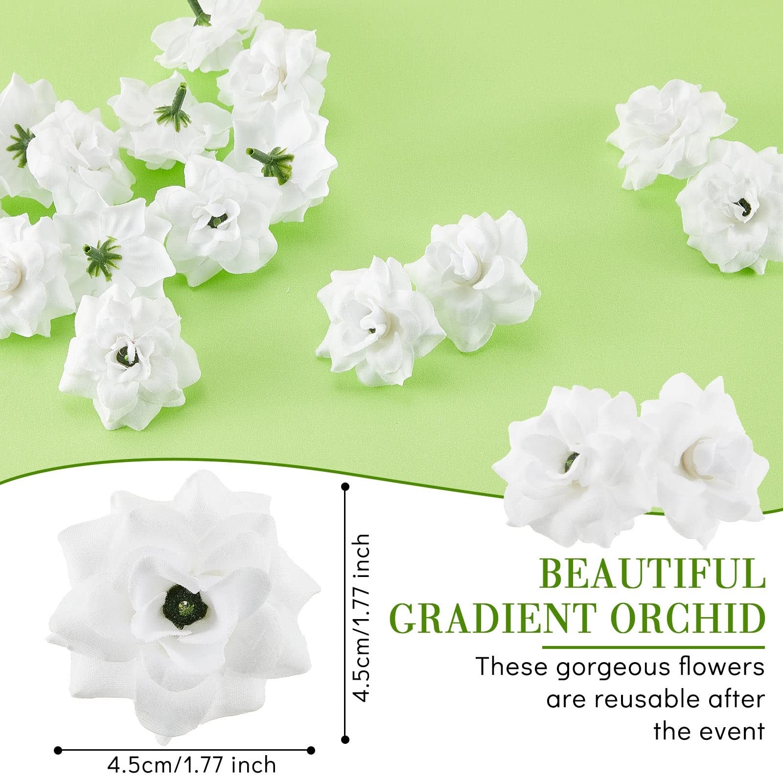 100 Pieces 1.77″ White Artificial Roses Head Bulk Small Silk Fake Rose Buds f…