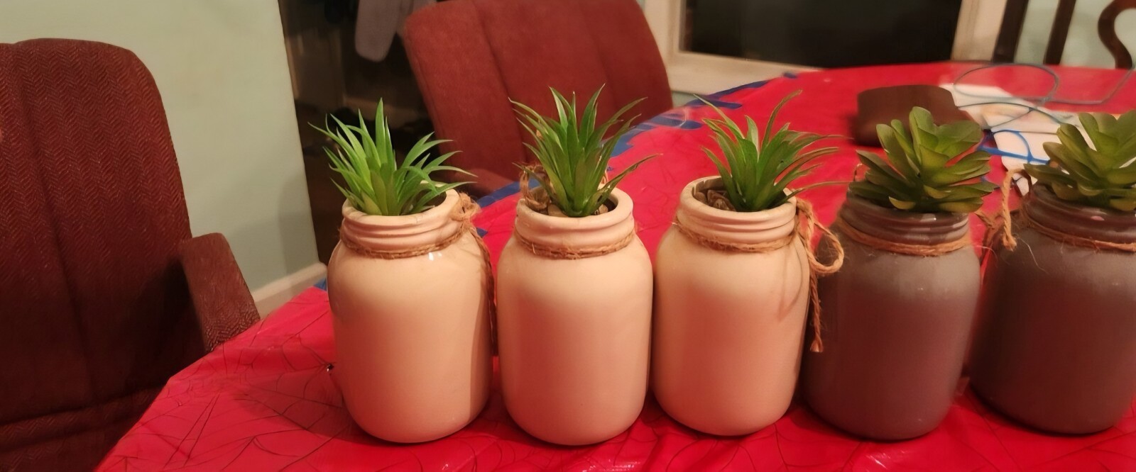 5 Pc Faux Plant “Live And Laugh” Set