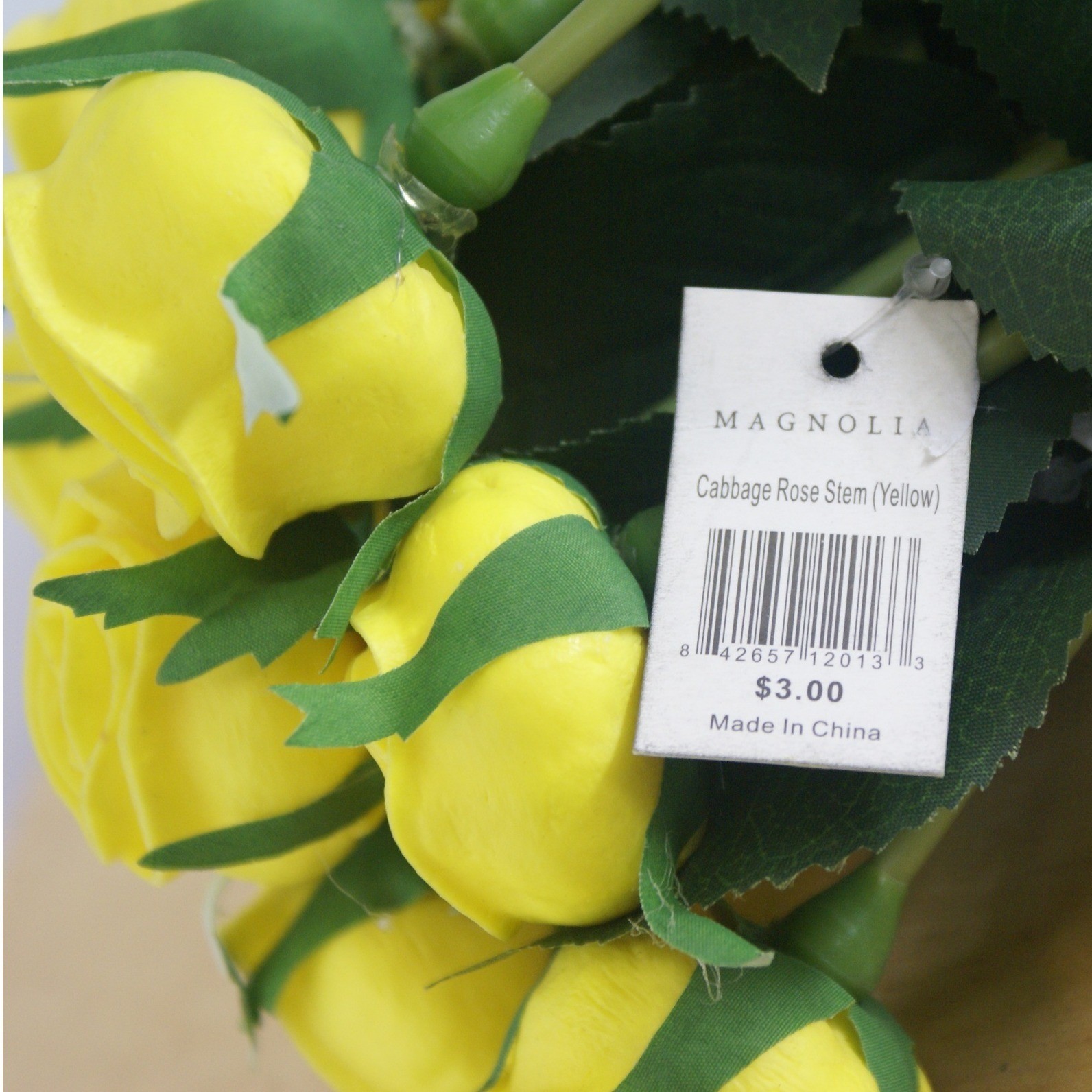 Magnolia Home Yellow Cabbage Rose Stems Faux Floral Decor 12 Inch Set of 12