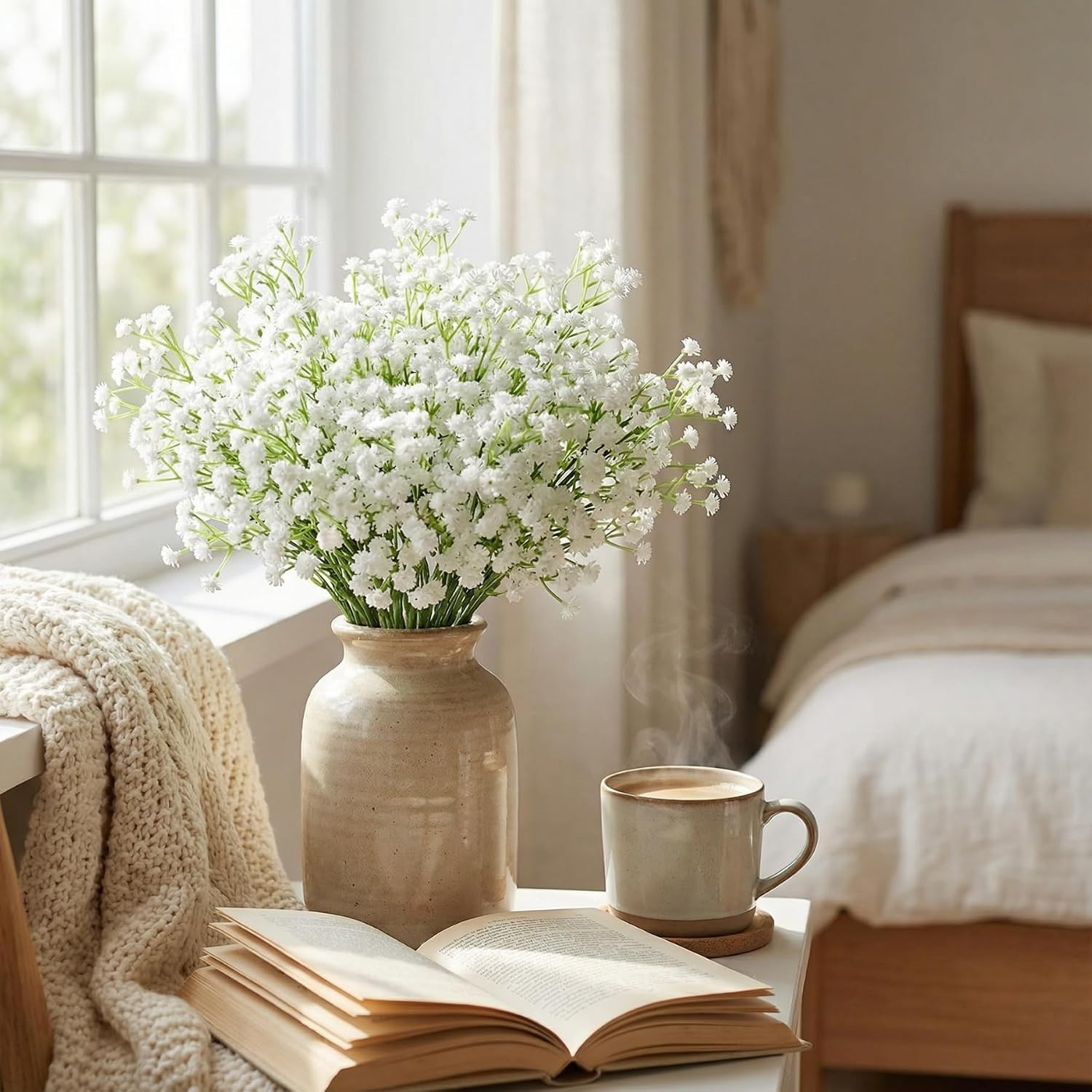 36 Pcs White Babys Breath Artificial Flowers for Wedding & Home Decor