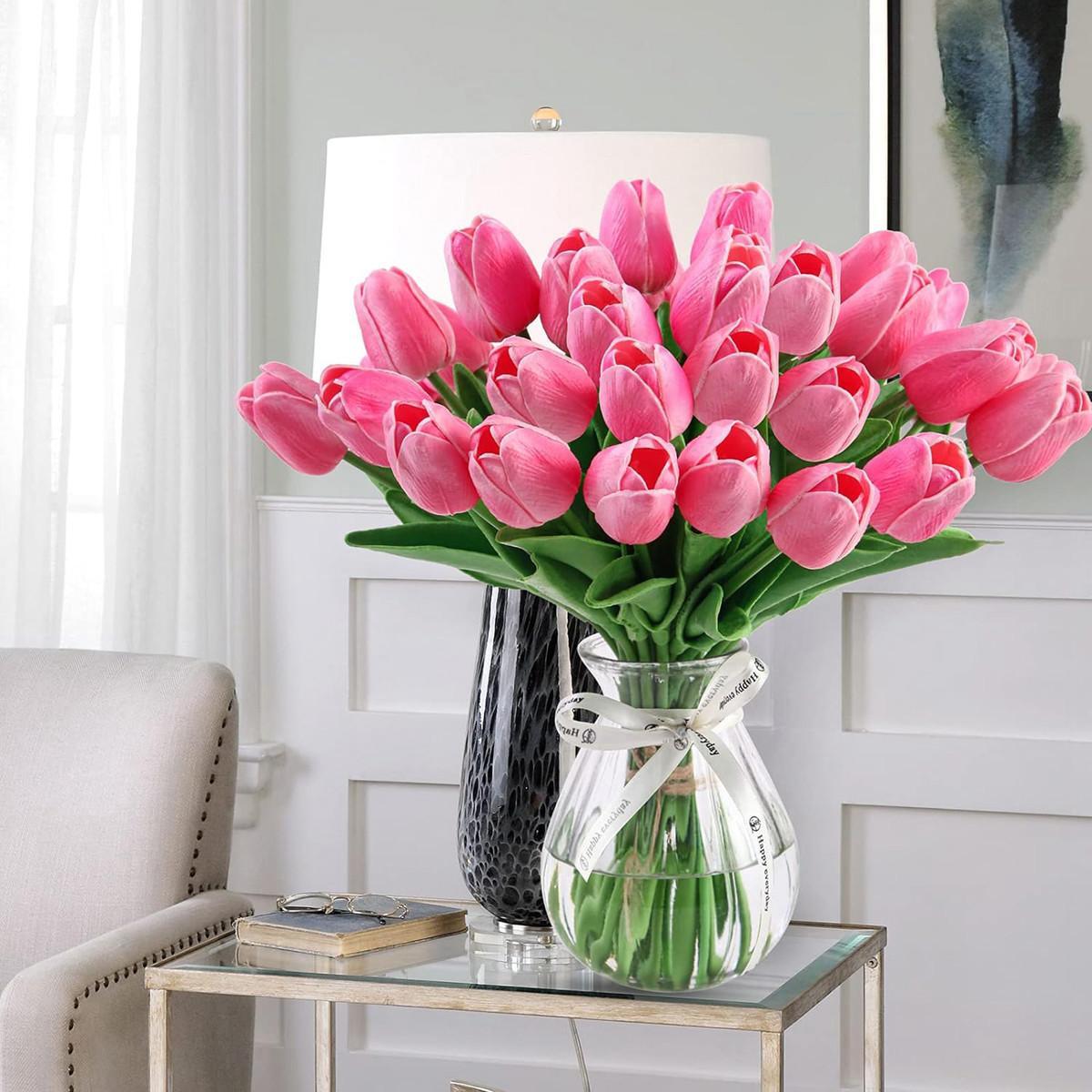 10pcs Artificial Flower Realistic Touch Tulip Scrapbooking Vase Home Decor Weddi