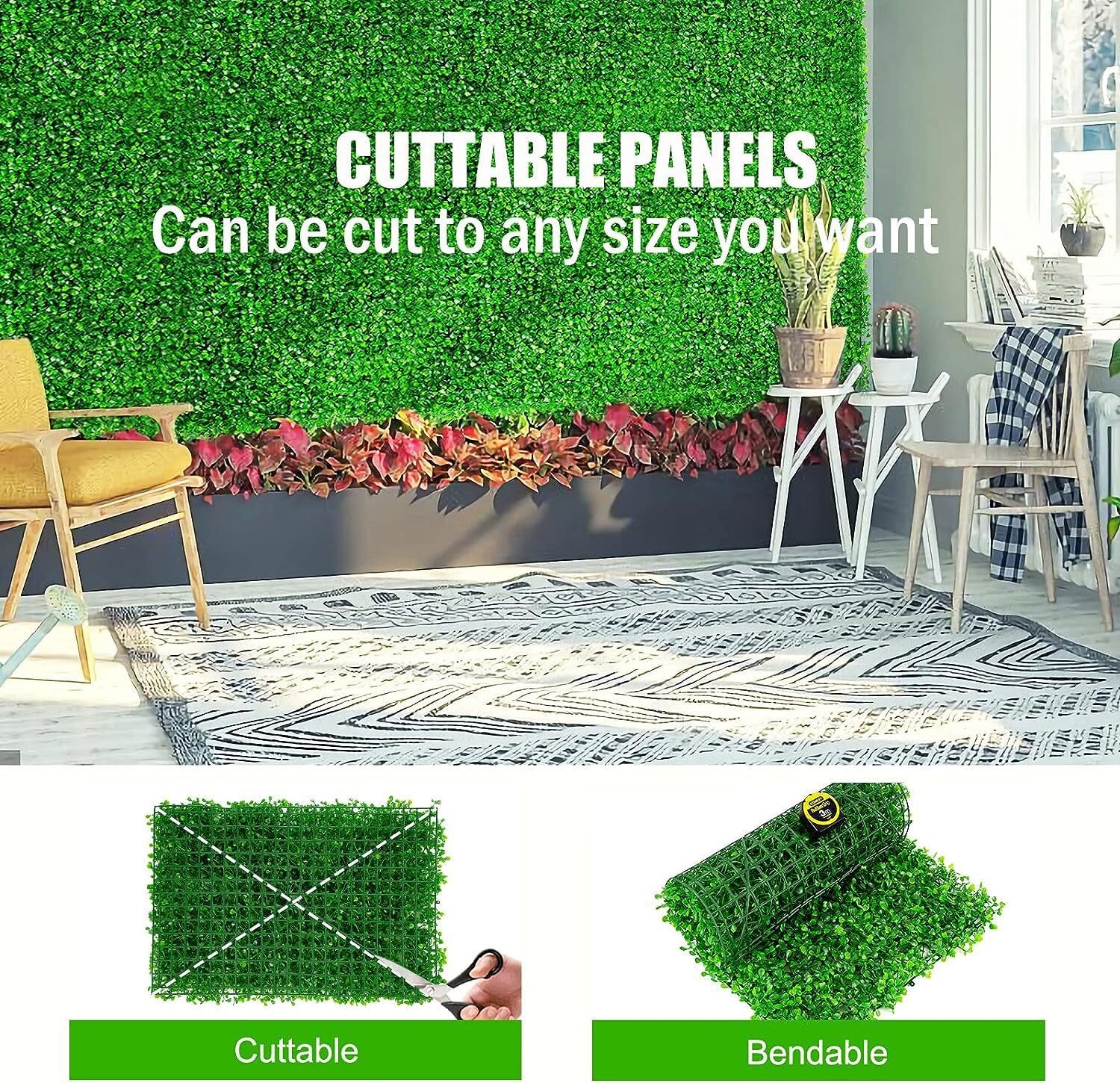 24PC 24″x16″ Artificial Boxwood Mat Wall Hedge Decor Privacy Fence Panels Grass
