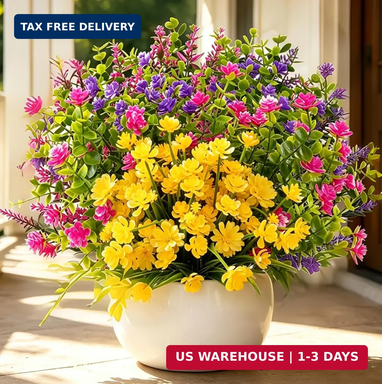 20 Bundles Artificial Flowers for Outdoors Fake Flowers UV Resistant No Fade Fau