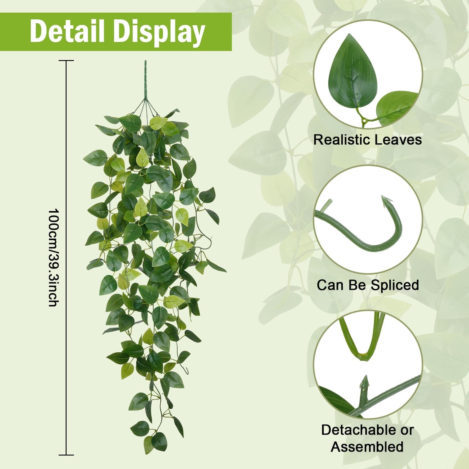 6Pcs Artificial Pothos Fake Hanging Plants Vines Faux Hanging Plants Fake Ivy…