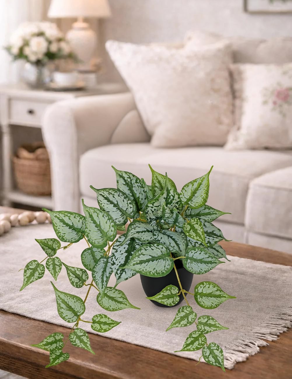 Artificial Potted Silk Ivy Vine Plants Faux Greenery Home Office Decor 17.7 In