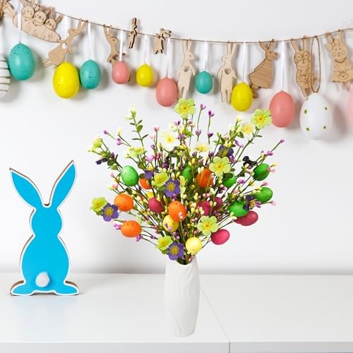 Artificial Easter Flower, 6 Pcs Easter Eggs Flower Pink/Orange/Yellow/Green