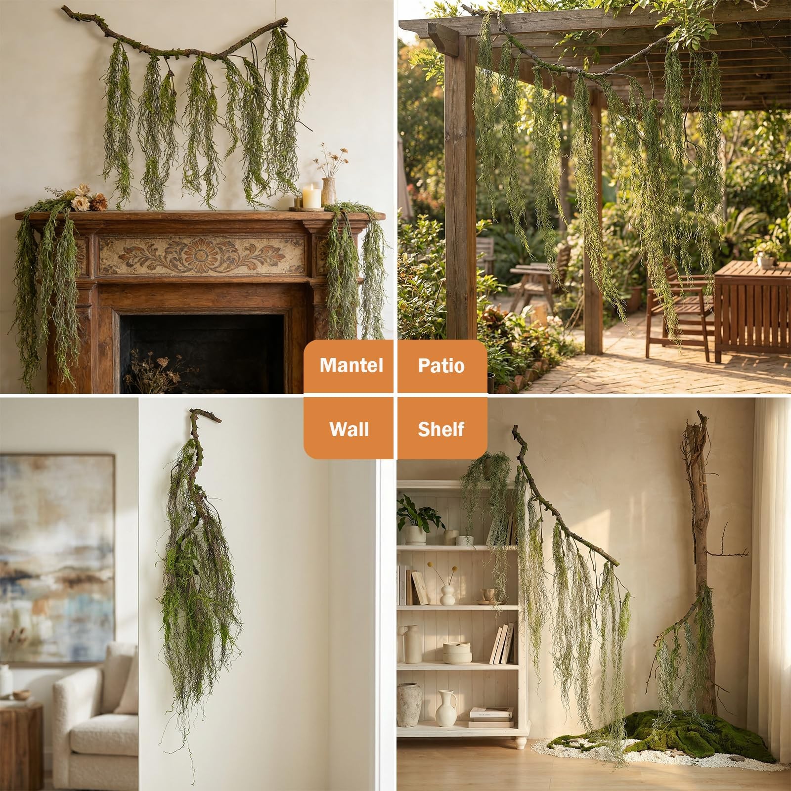 63inch Rustic Curly Artificial Weeping Willow Branches Faux Twisty Wood Curta…