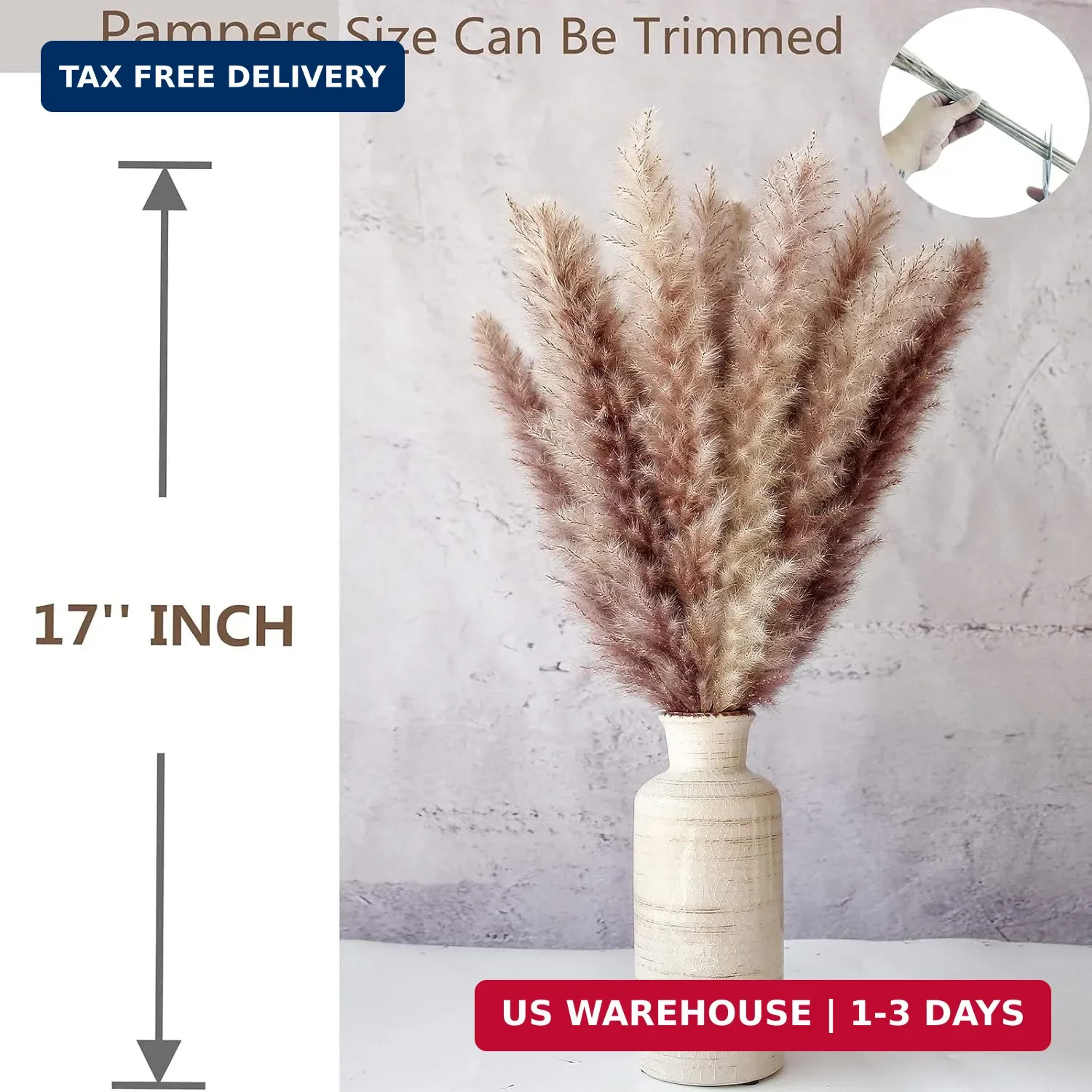 110 PCS Dried Pampas Grass Bouquet, Boho Table Decor, Bunny Tails Dried Flowers,