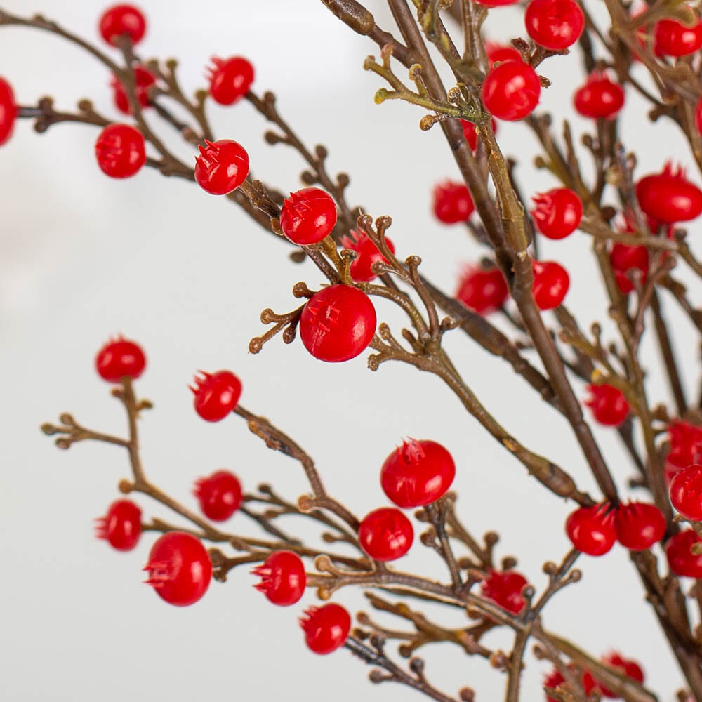 21″ Weatherproof Indoor / Outdoor Red Artificial Berry Bush