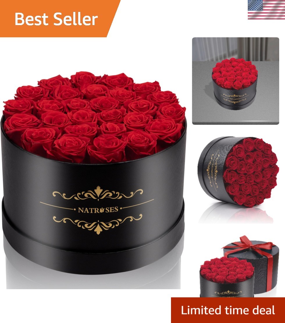 27 Piece Forever Preserved Roses in a Box, Preserved Flowers for Delivery Bir…