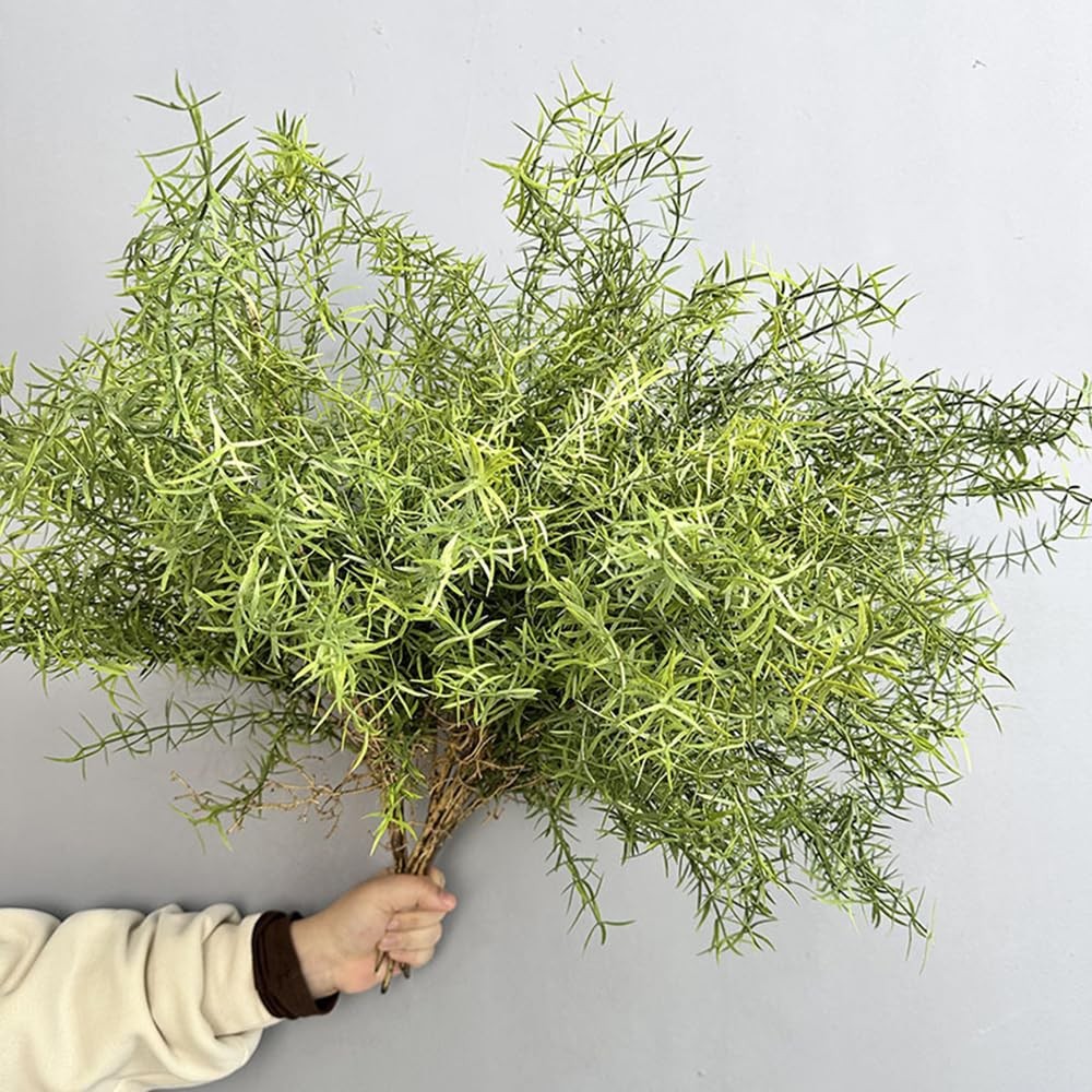 2Pcs Faux Asparagus Fern Bush 26In Large Artificial Radix Asparagi Fern Green…