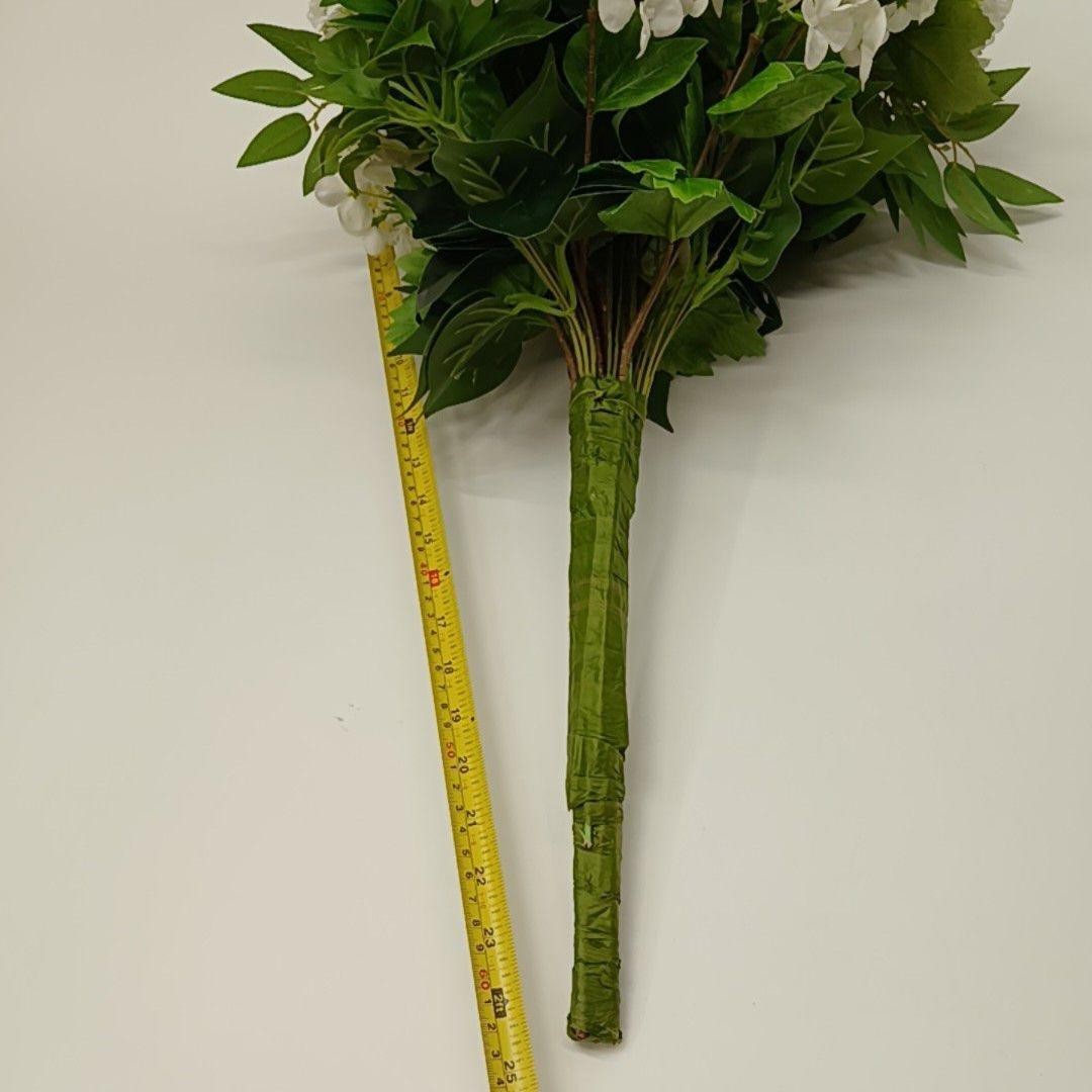 Artificial White Hydrangea Flower Bouquet 12 In Plastic Houseplant Floral Decor