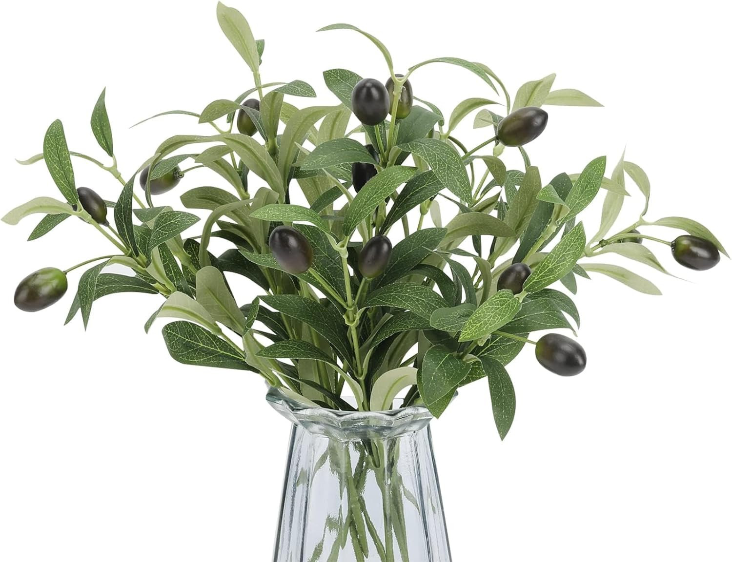 10Pcs Faux Olive Leaves Stems 10” Tall Artificial Plants Olive Tree Branches for
