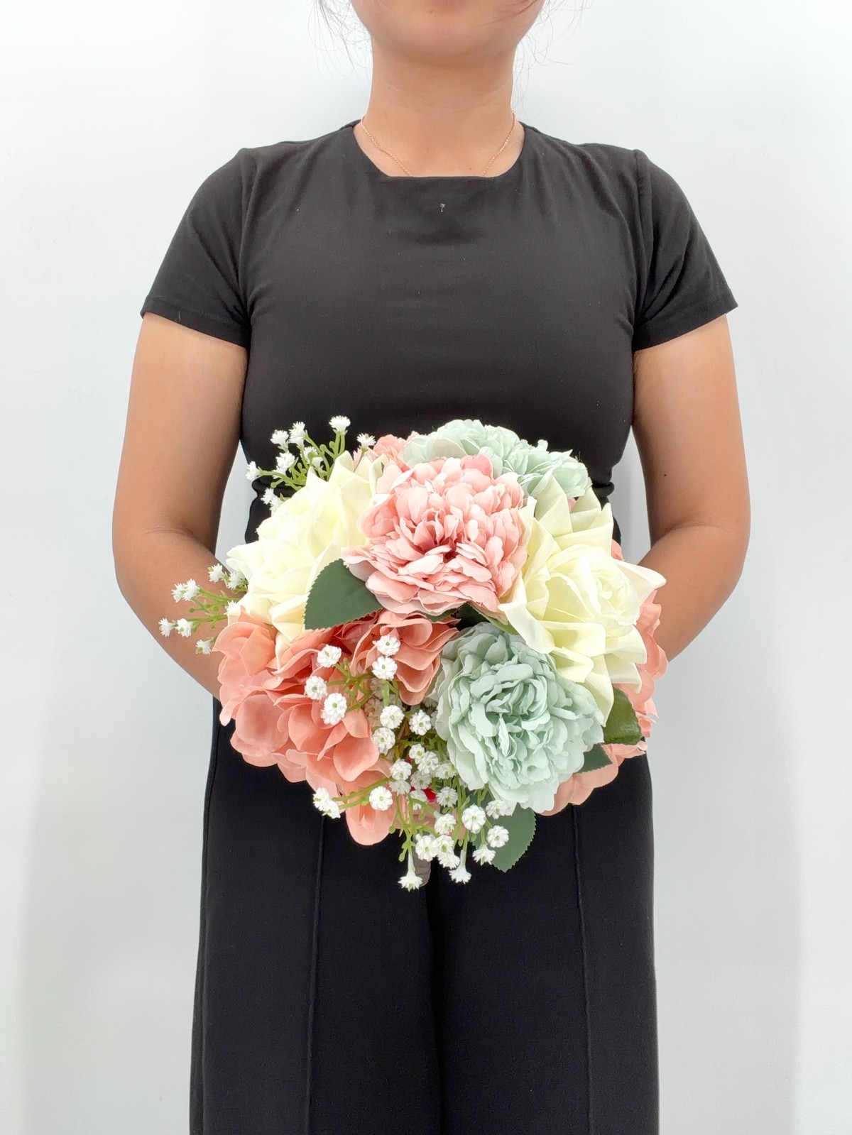 Pink & Sage Green Bridal Bouquet, Pastel Wedding Flowers, Blush Bouquet
