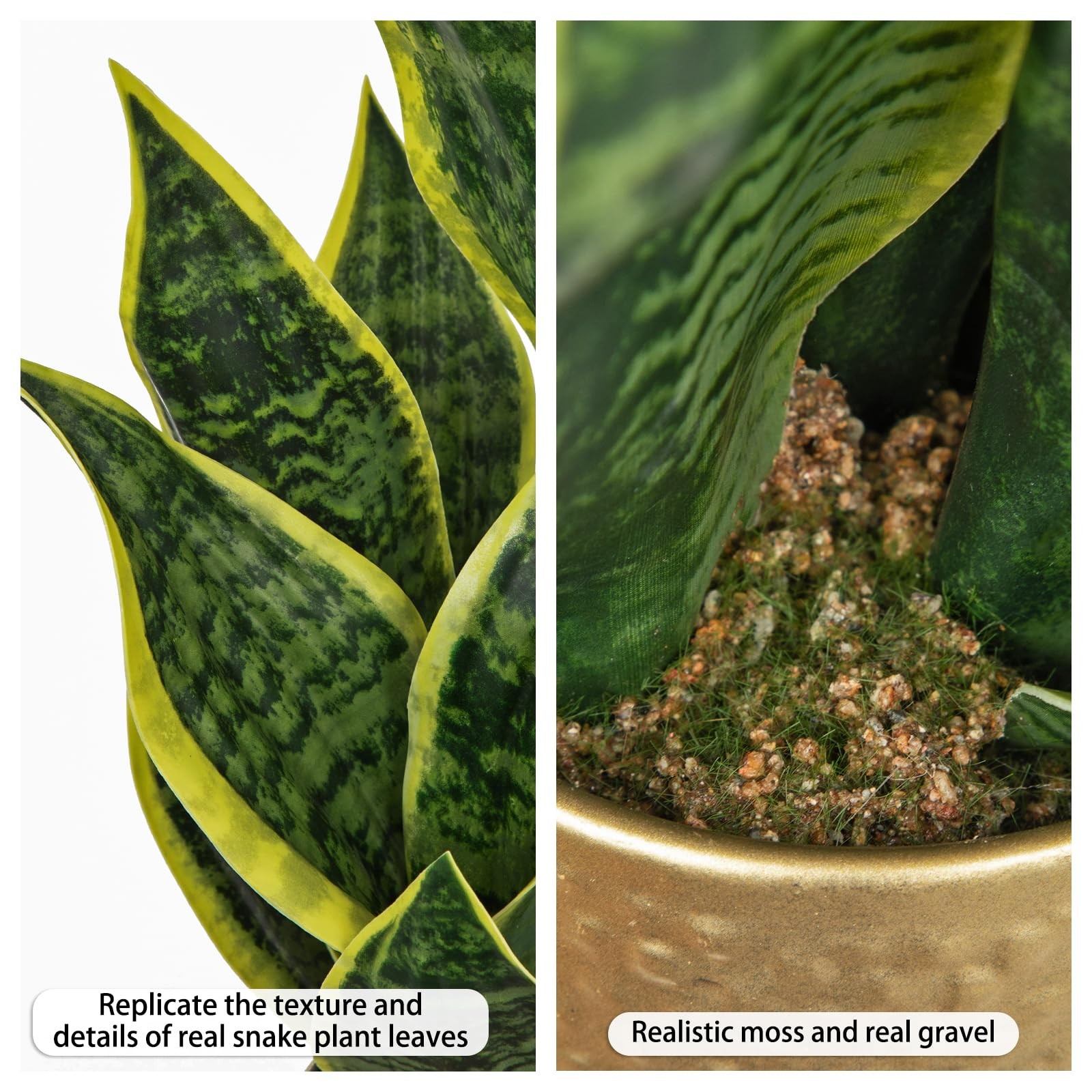 Artificial Snake Plant Gold Pot 18 Faux Sansevieria Potted Office Home Decor