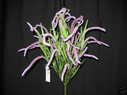 6 PC HOMCO #47011 60011 1909 PURPLE GARDEN CUTTINGS BOUQUET19″H BOW WHISPY BUSH