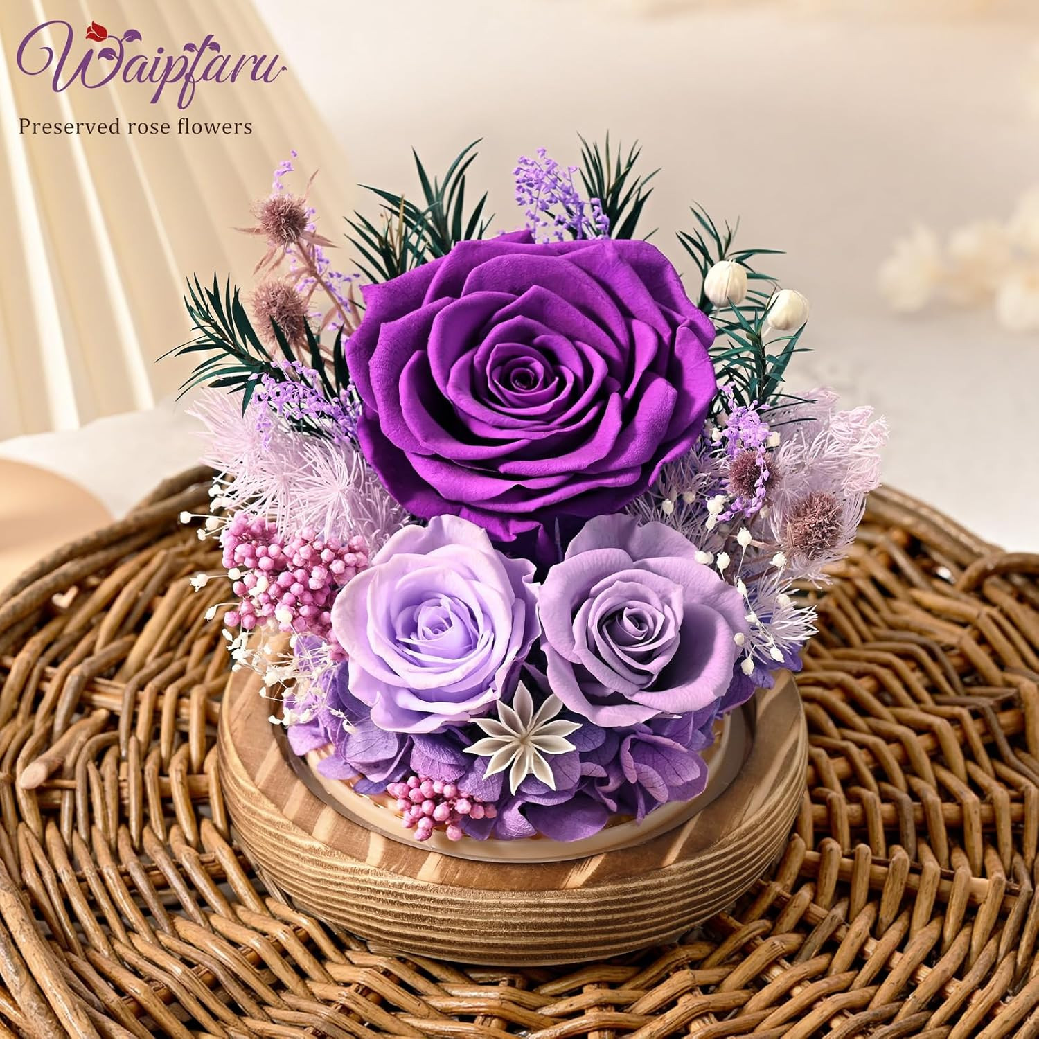 Flowers for Delivery Prime, Forever Fresh Preserved Flowers in Glass Dome, Etern