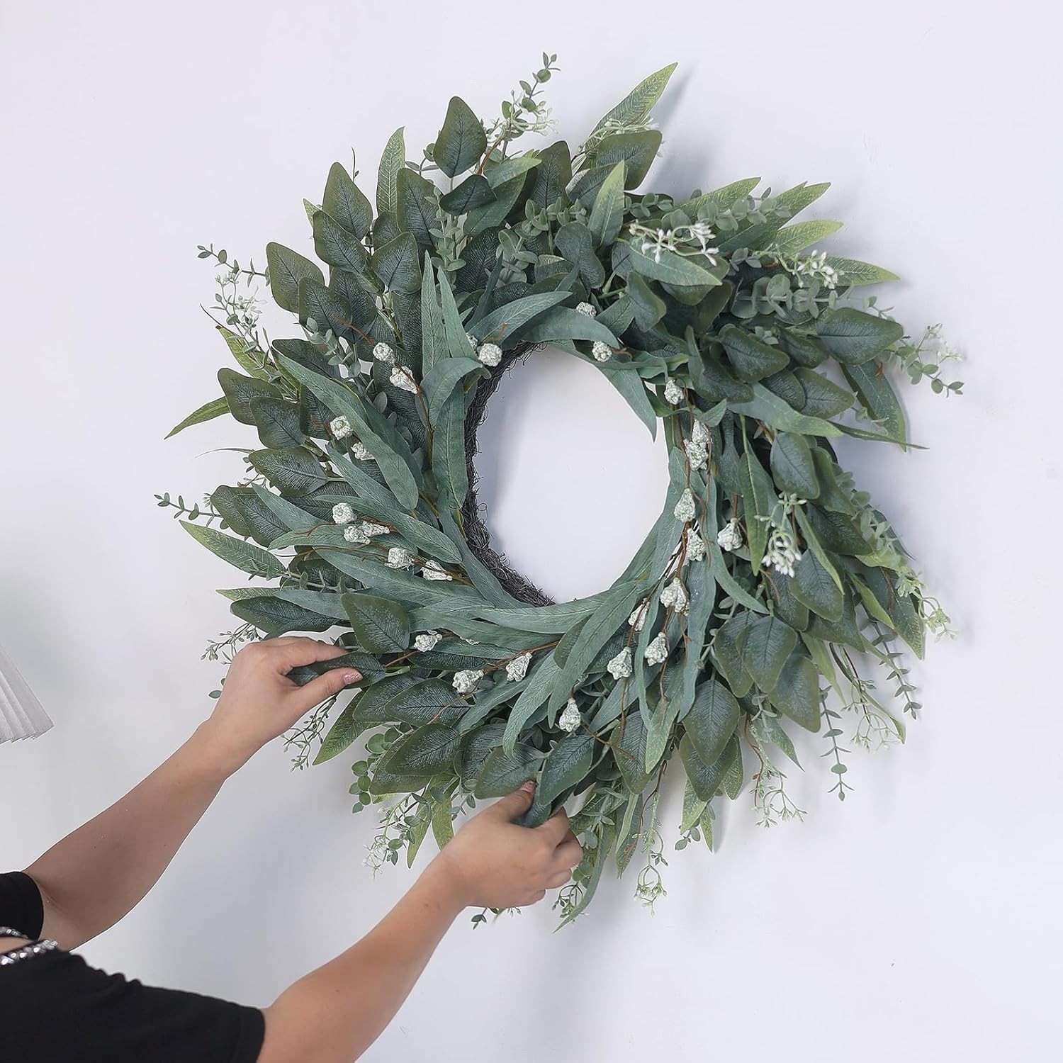 Lifelike 26-Inch Eucalyptus Wreath – All-Season Home Decor for Any Occasion