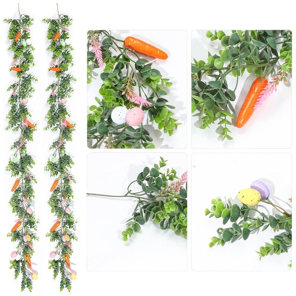 Artificial Hanging Vine with Carrot Eggs for Easter Wall and Party Decor