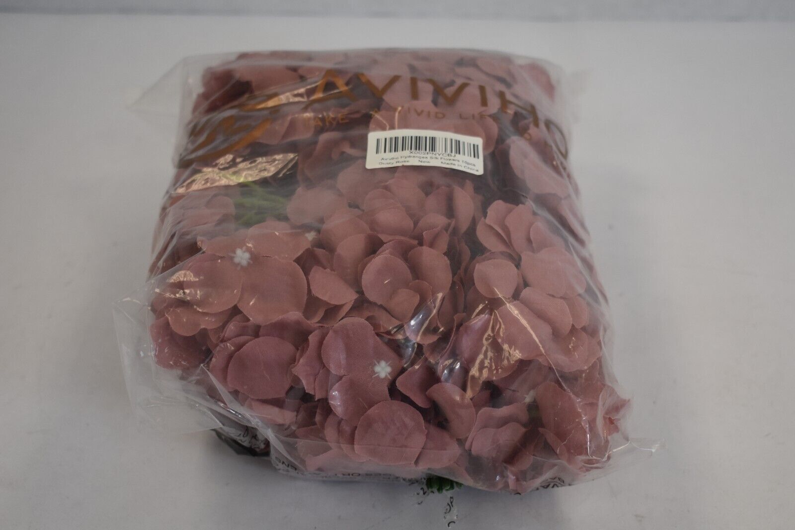 AVIVIHO Dusty Rose Hydrangea Filk Flowers Bouquet Artificial w Stems 10 Pack