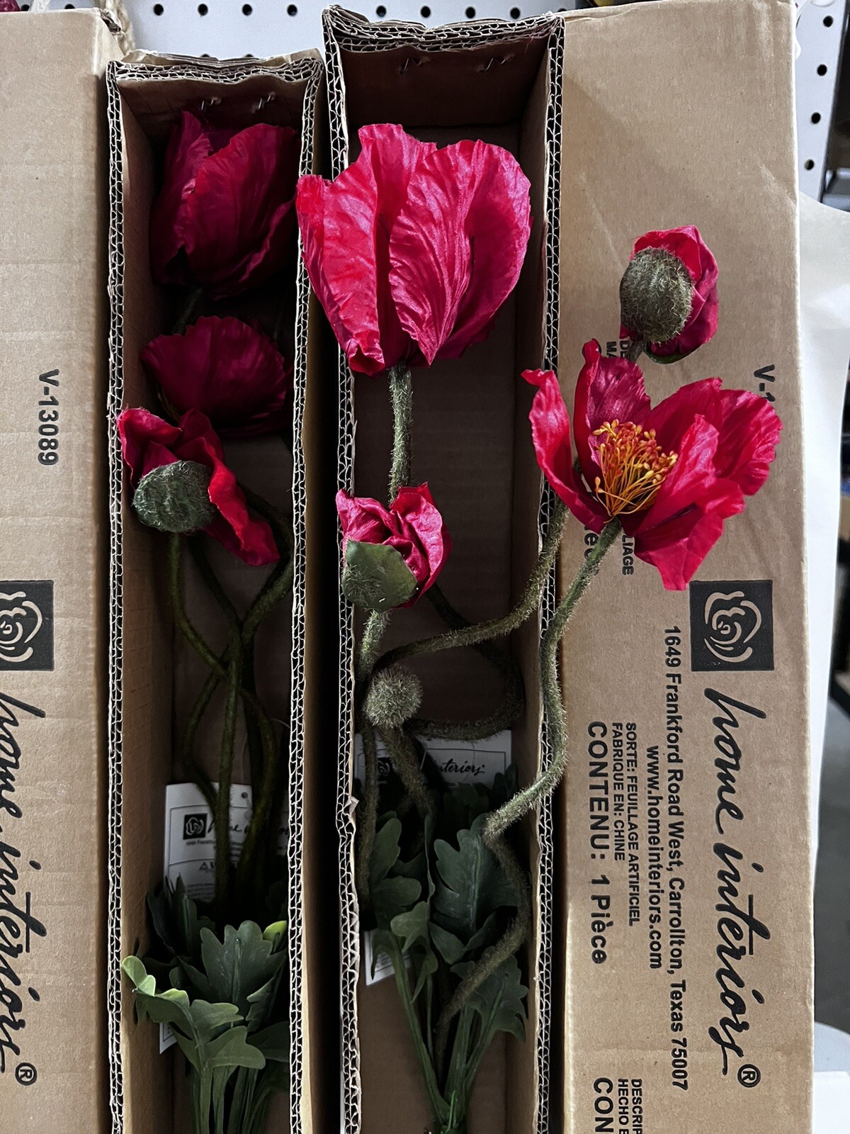 2 Box Lot Poppy Stunning Home interiors tall Red Silk Poppy Flowers