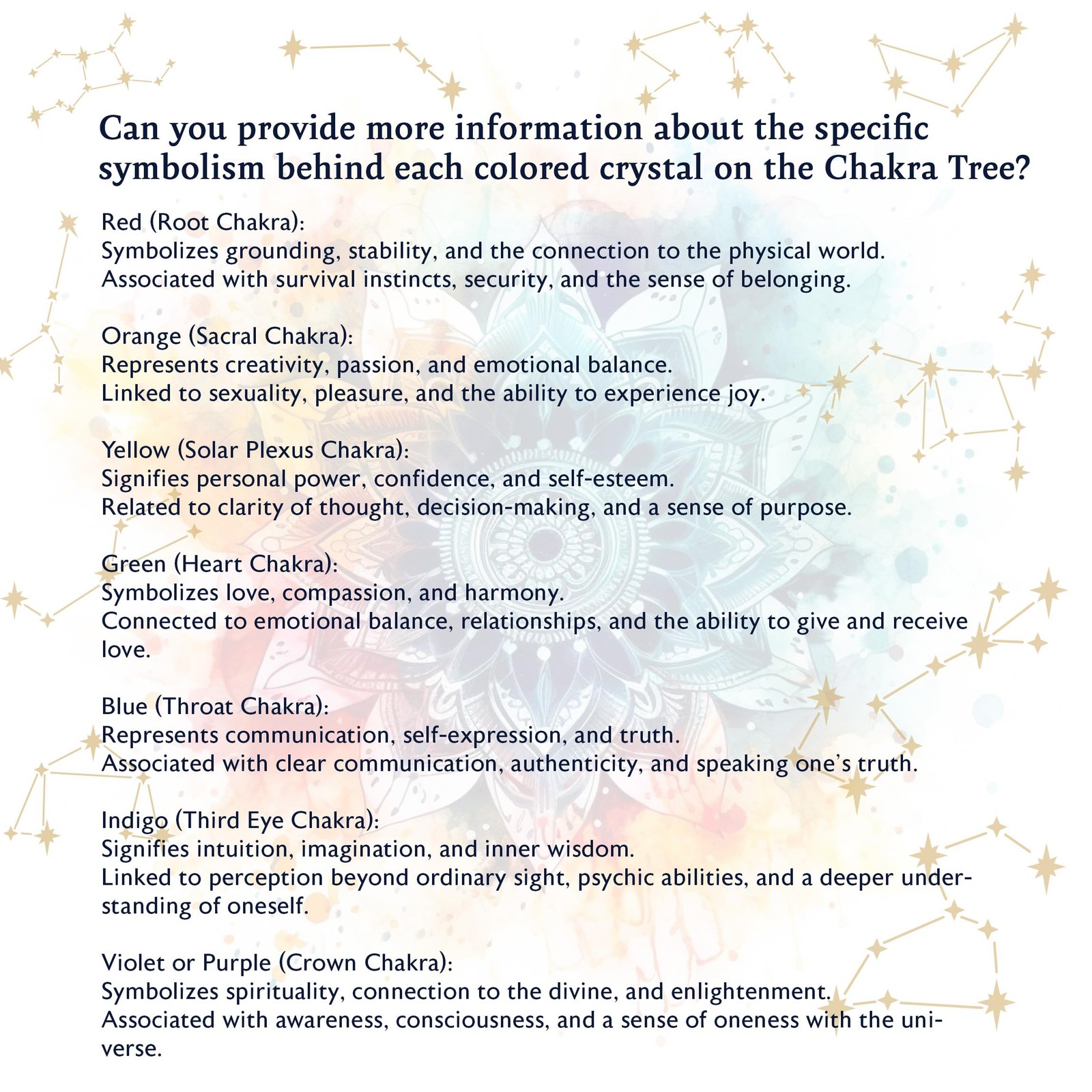 YATSKIA Chakra Crystal Tree – 10 to 12 Inch, Seven (Golden Wire)