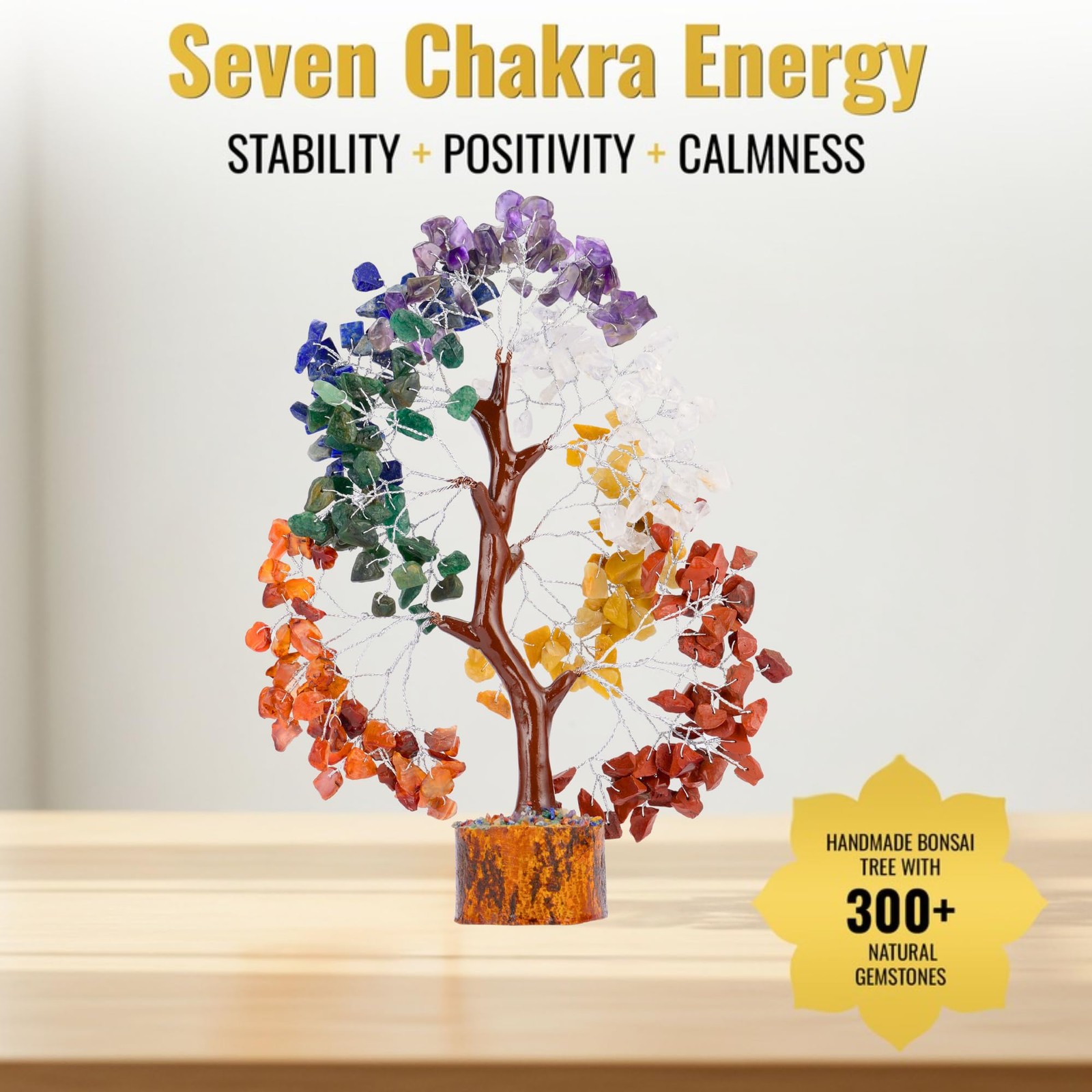 ANAYA AGATE 7 Chakra 10-12 Inches, Seven Silver Wire – (300 Beads)