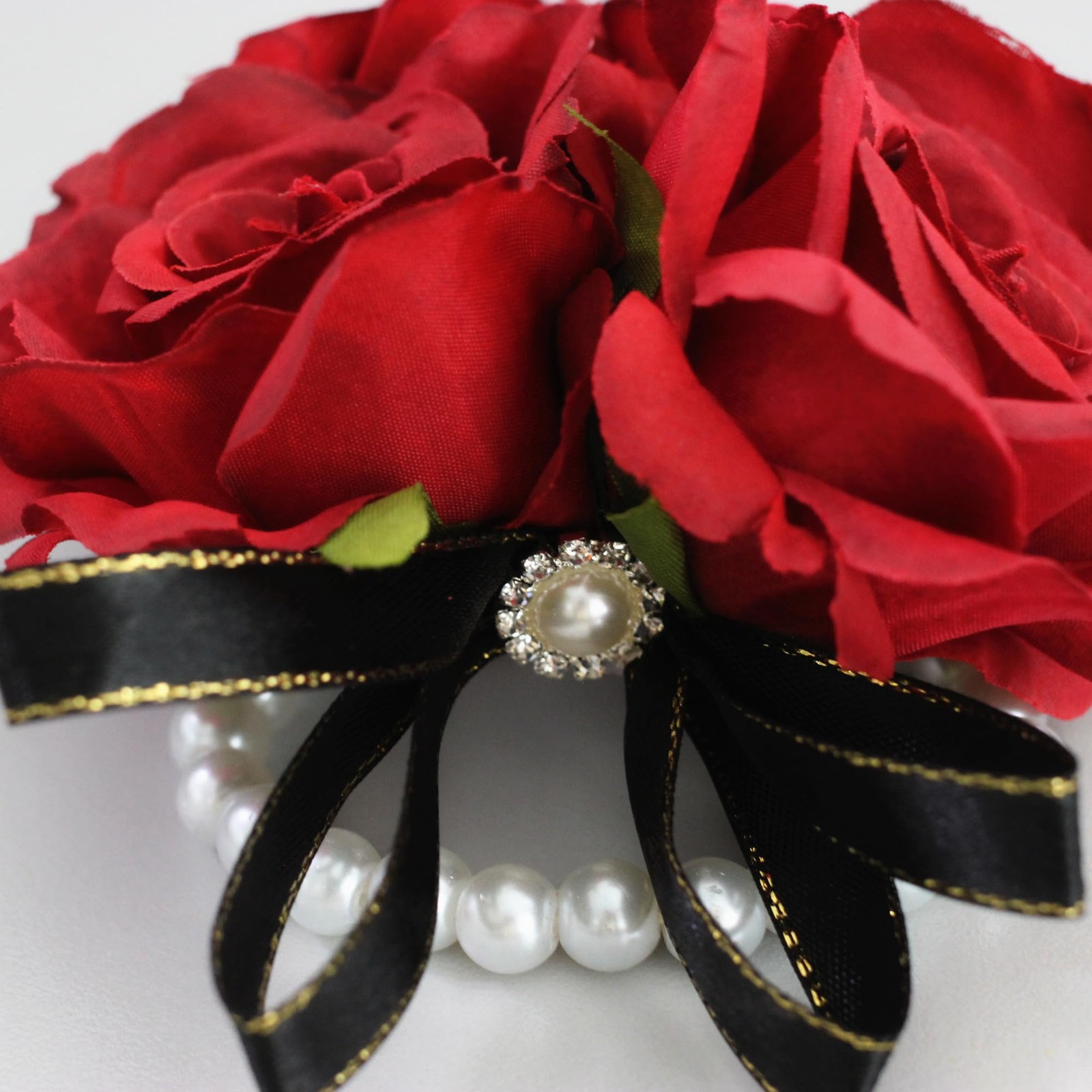 Red Rose Prom Corsage, Boutonniere Set, Wrist Wristlet, Wedding Party Flower