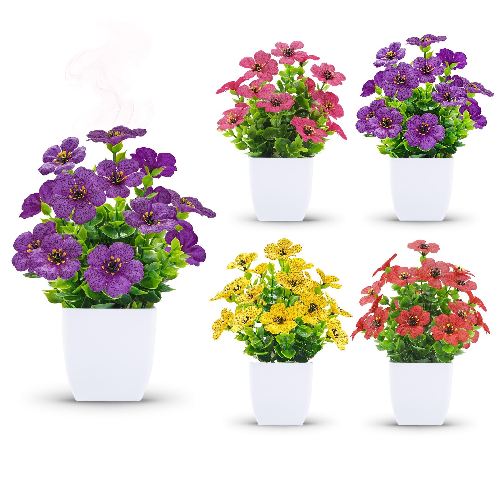 4 Pack Fake Plants with Scented Fragrance Tablets Artificial Flowers for Bath…