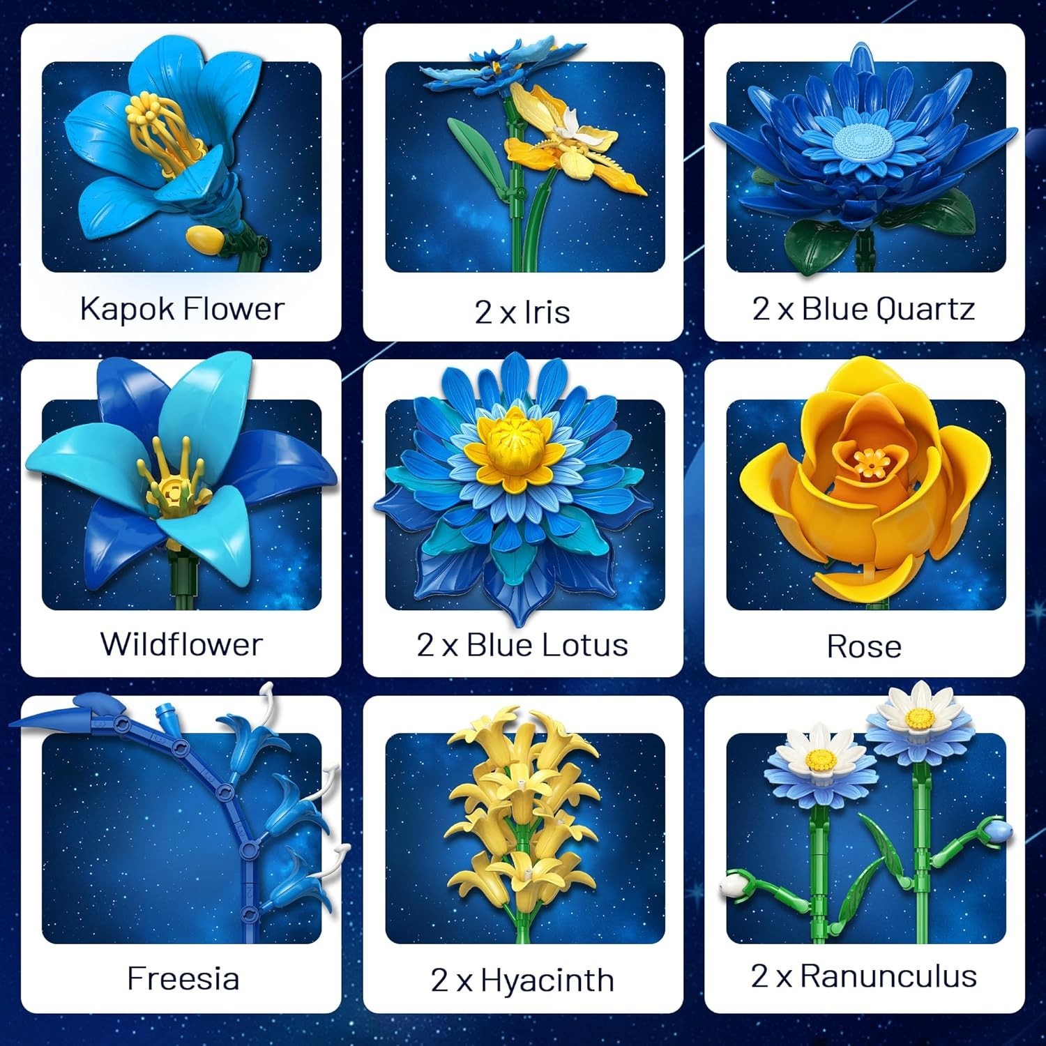 VAN GOGH STARRY NIGHT Blue Rose & Sunflower Building Block Set *512 PCS*