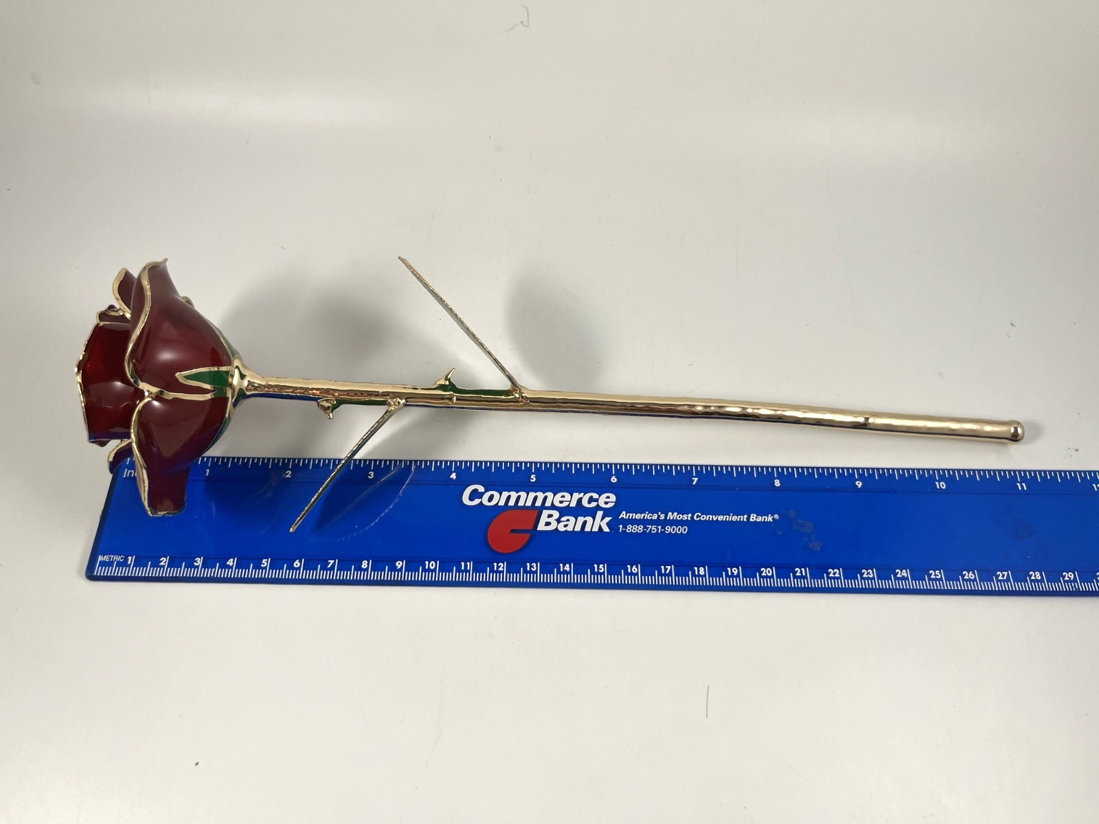 NIB DEFAITH 24K GOLD DIPPED RED WINE ROSE ANNIVERSARY GIFT w/BOX