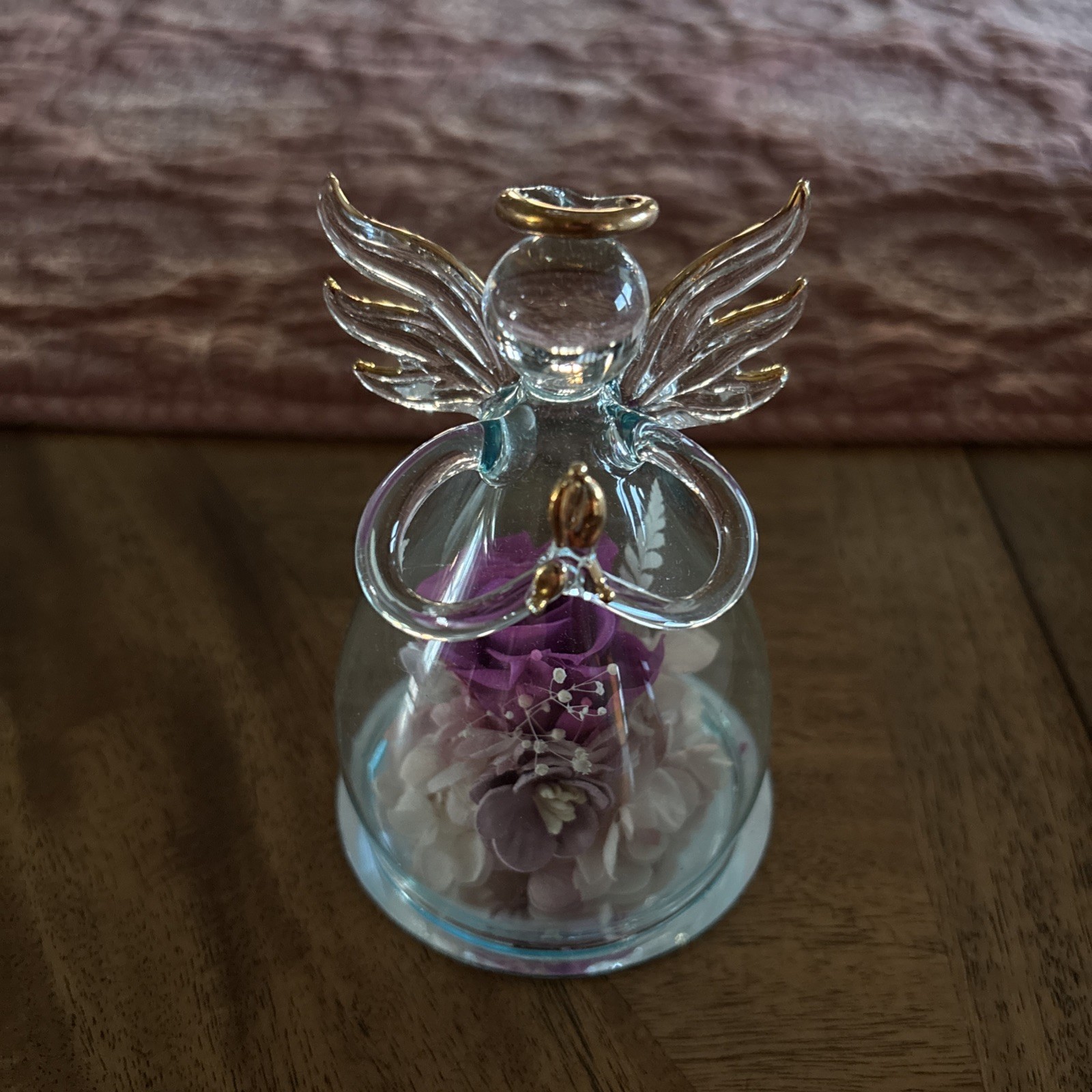 Beautiful Angel Pink Rose Figurine by ANLUNOB. The Only Eternal Rose.