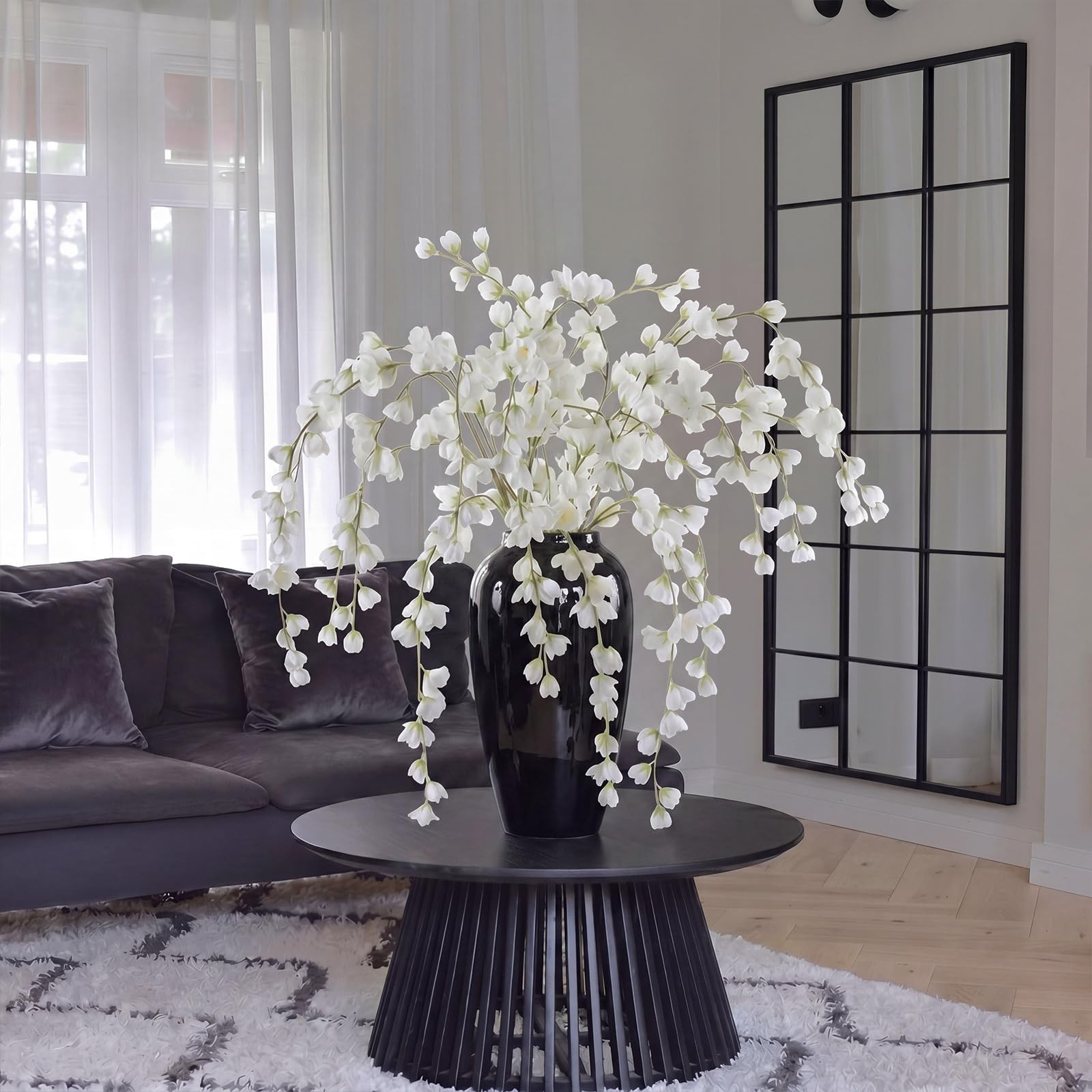 6 Pcs Artificial Blossom Long Stems, 43″ Faux Silk Flower Branches for Tall V…
