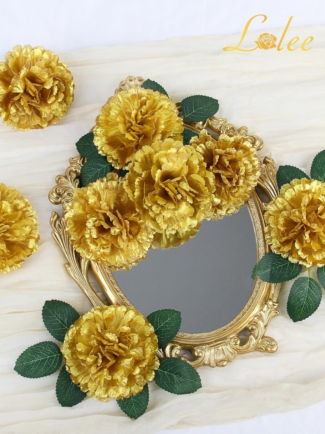 108pcs Carnation Head Flowers with Stem – Gold Artificial Flowers Carnations …