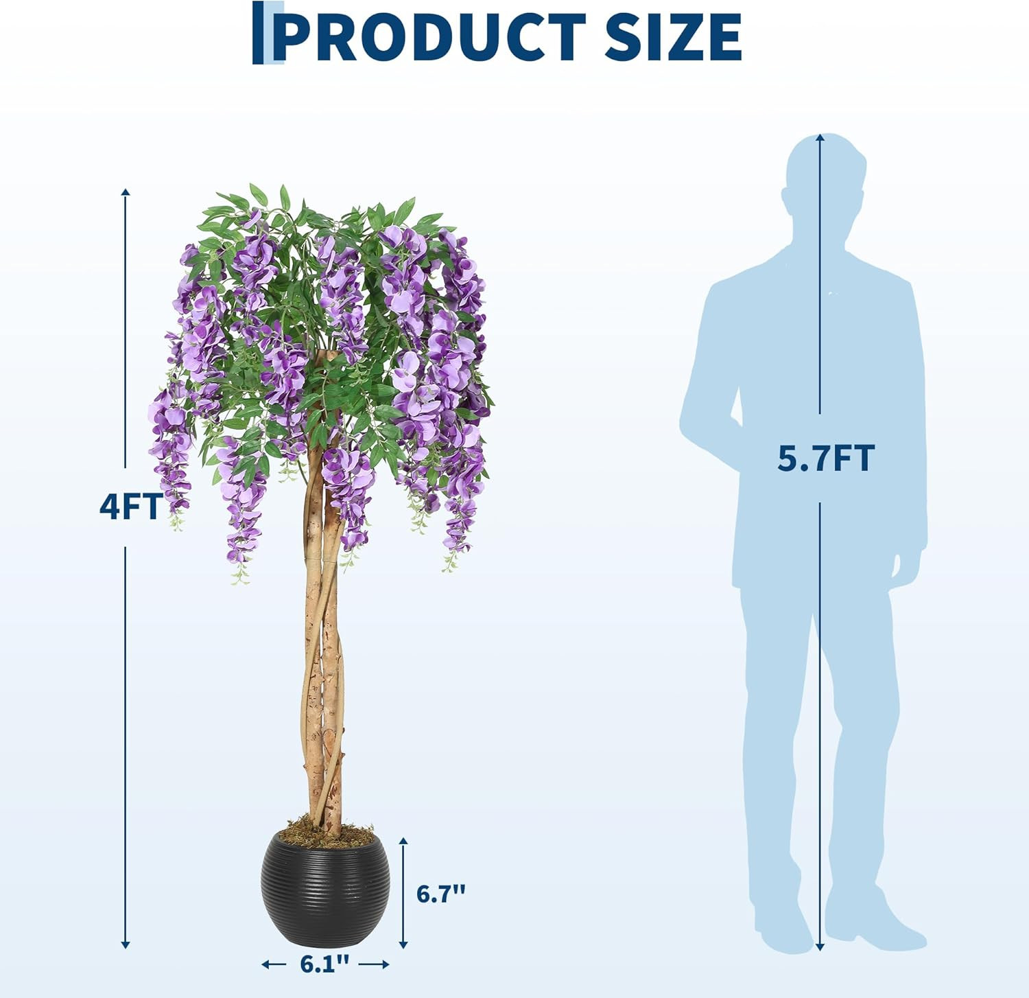4FT Purple Blossom Tree – Lifelike Silk Flowering Plant for Home Decor