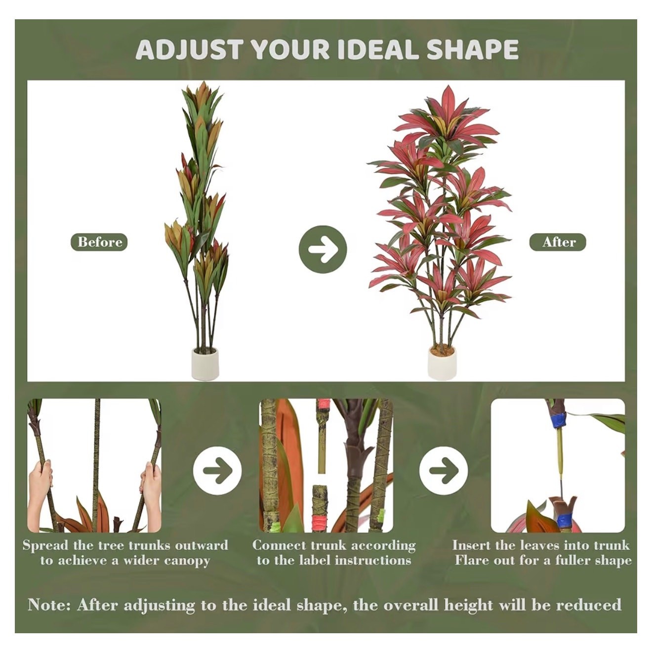 6FT Artificial Dracaena Tree 132 Leaves White Planter Faux Indoor Tropical Decor