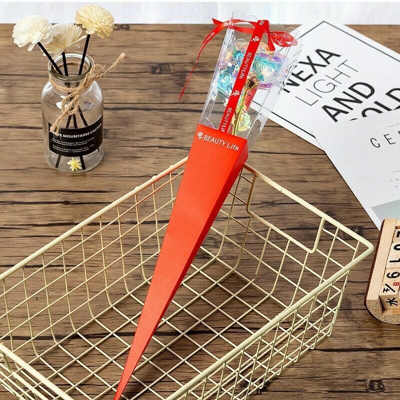 New Gold Foil Eternal Rose Flower Luminous Galaxy Red Girl Valentine’s Day Gifts