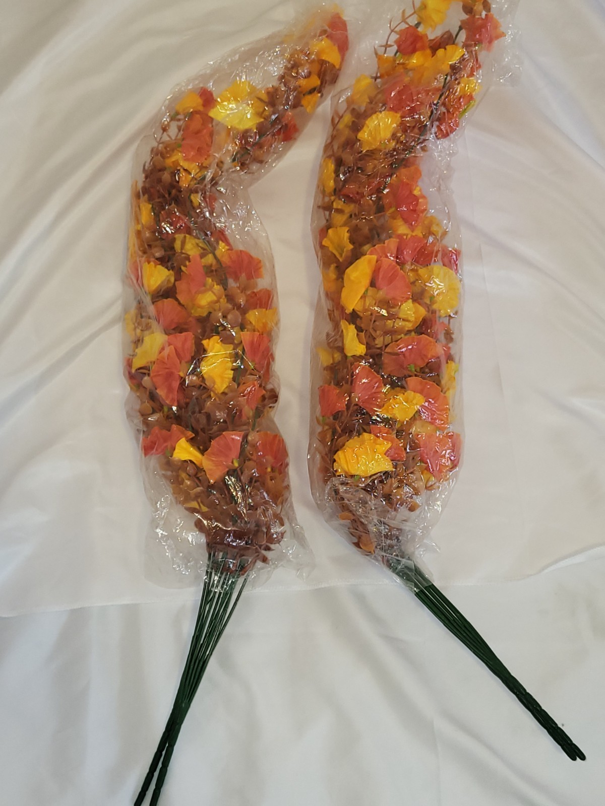Title: 28″ NIP Artificial Fall Foliage Floral Stems Orange Yellow Autumn Branch