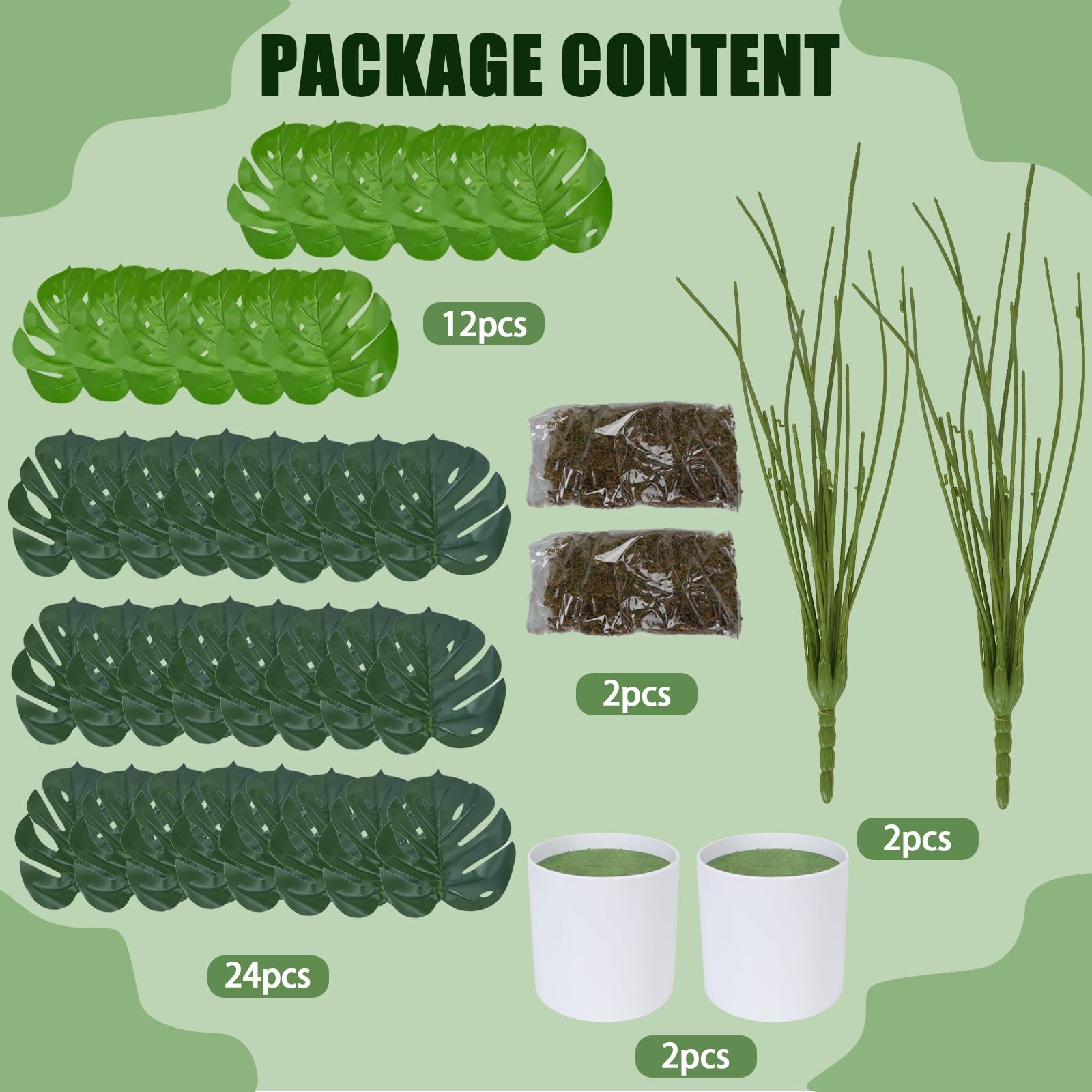 2 Pack Large Fake Plants 28″ Artificial Monstera Faux Potted Plants Indoor Ou…