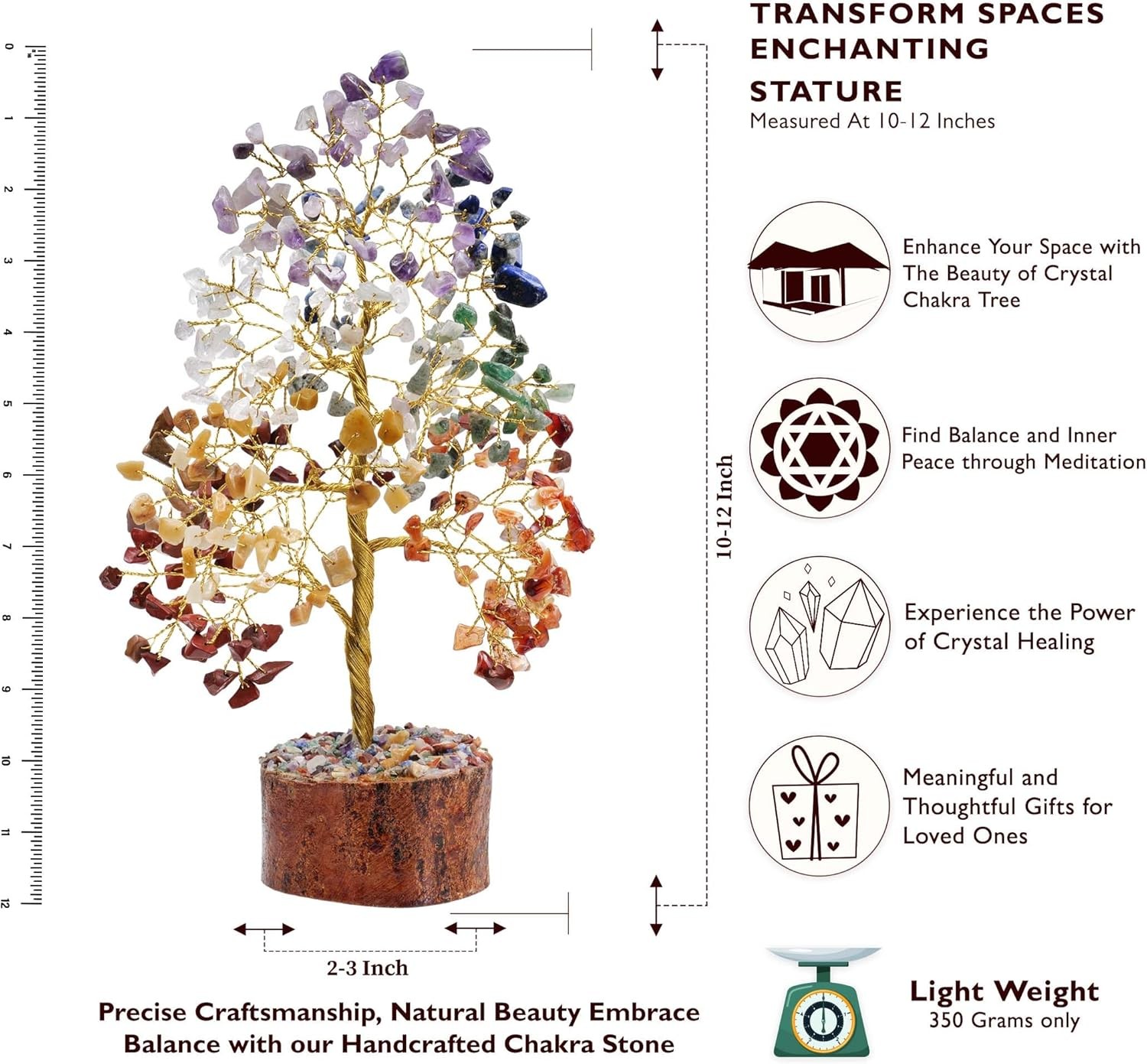 7 Chakra Crystal Tree For Positive Energy – Birthday Seven Golden Wire