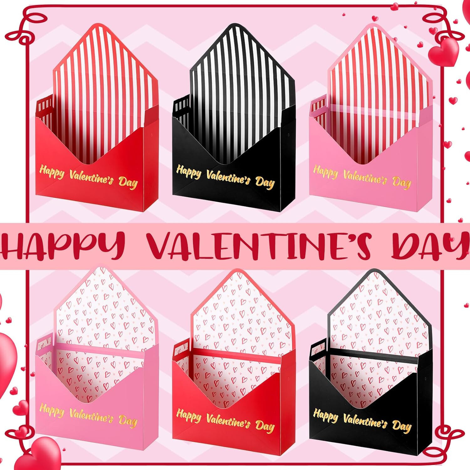 Engrowtic 6 Pcs Valentine’s Day Flower Boxes 3D Arrangements GIFTS Envelope