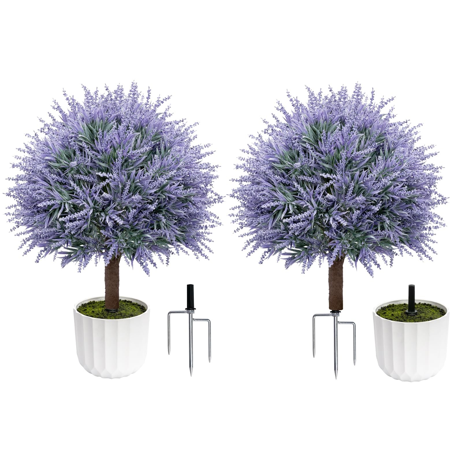 LuceAlberi 25.6″ Artificial Lavender Topiary Ball with Pots, Rust-Proof Coate…